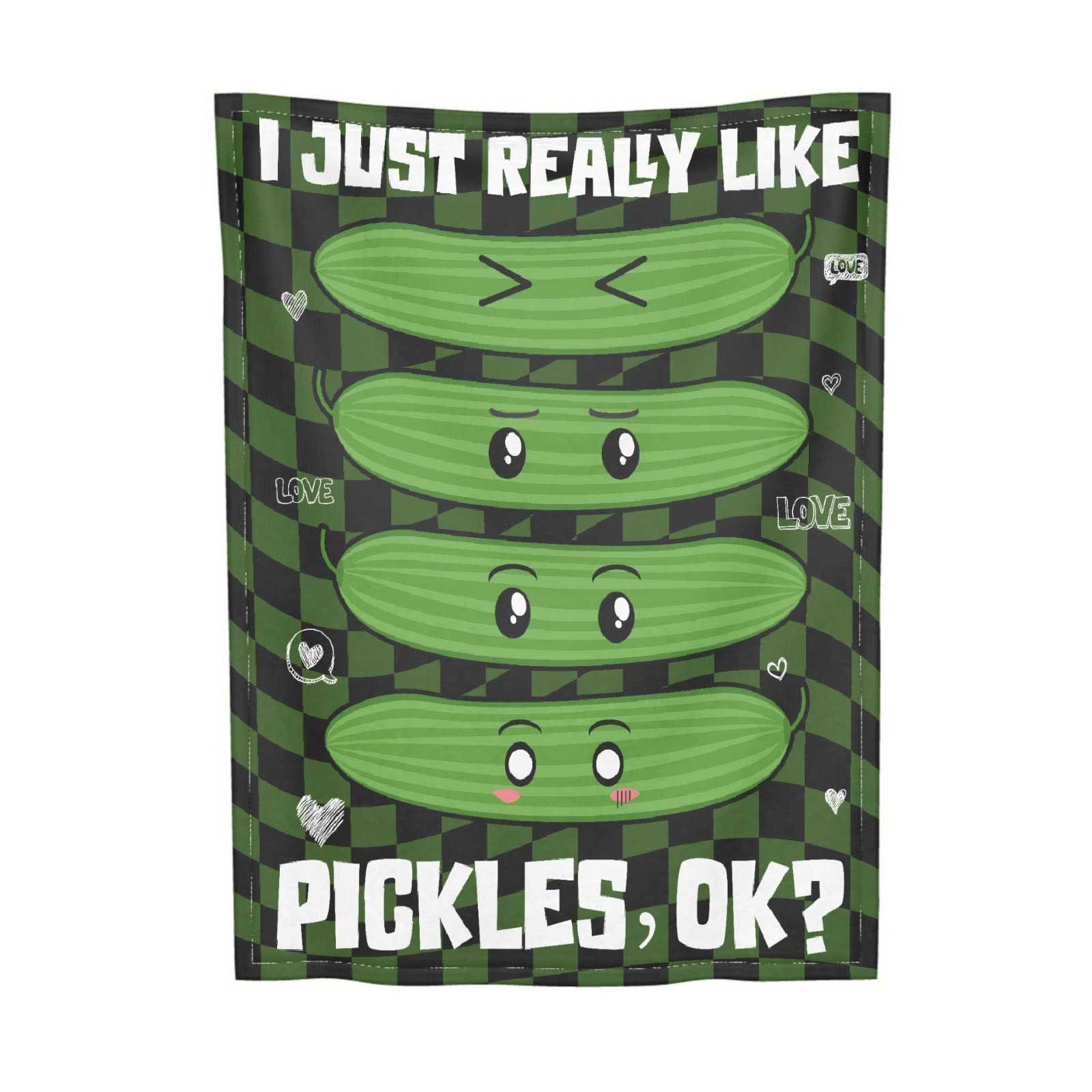 I Just Really Like Pickles Flannel Blanket - Soft Microfiber Cozy Warm Throw for Bed, Couch & Travel (120x90 Inches) - Lightweight All-Season Blanket for Women, Girls - Perfect for Movie Nights, Camping & Gift Giving