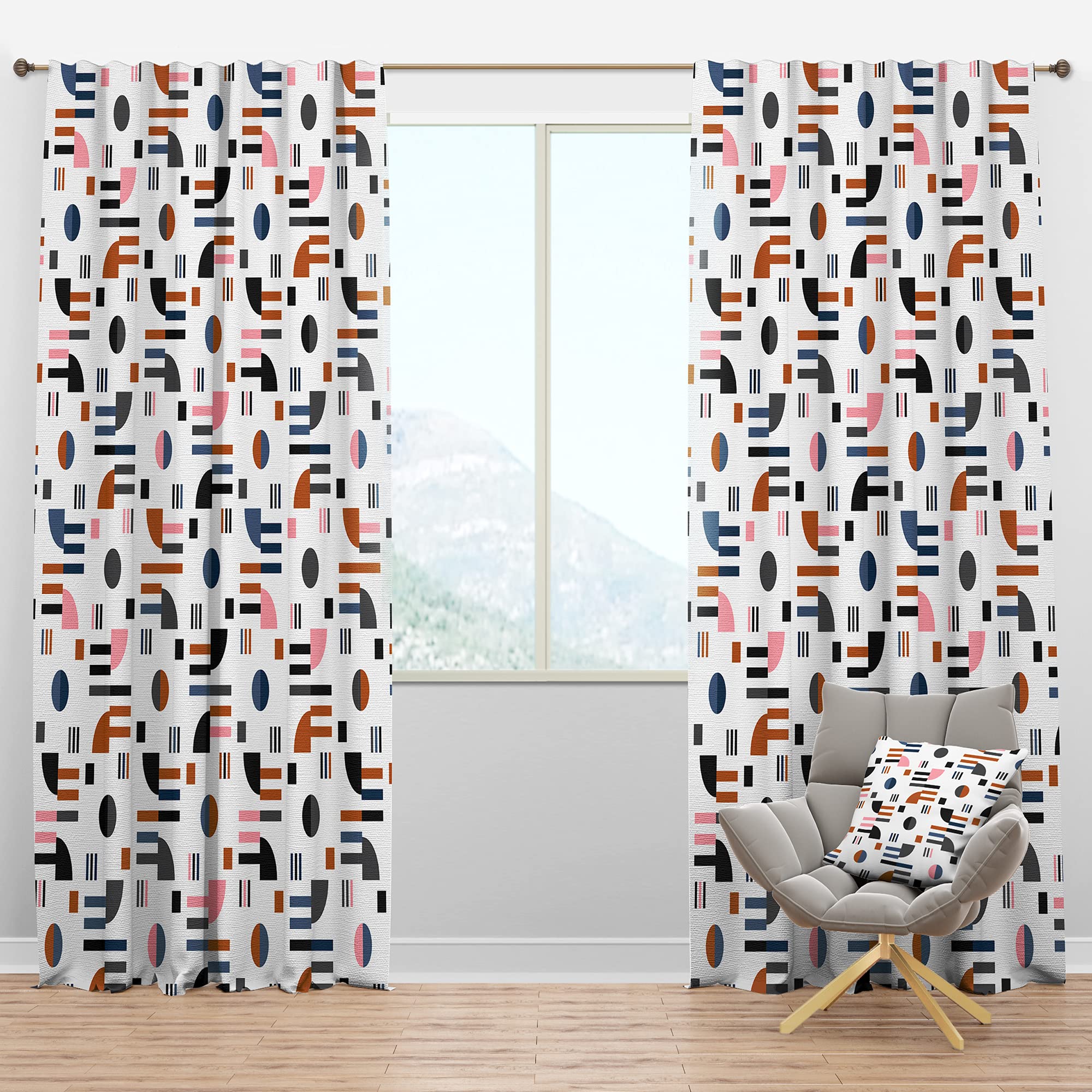 DesignQ Blackout Curtains - Retro Abstract Design XI - Thermal Insulated Bedroom & Living Room Curtains - Single Panel 52x120 Inches - Perfect for Home Theater, Nursery & Light Control