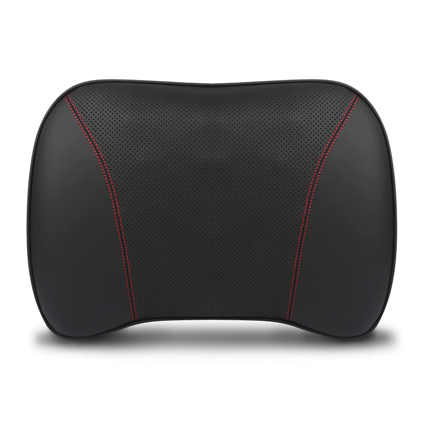 Premium Leather Memory Foam Lumbar Support Pillow - Ergonomic Back Cushion for Office Chairs & Car Seats - Relieves Lower Back Pain - Perfect for Long Drives & Desk Work