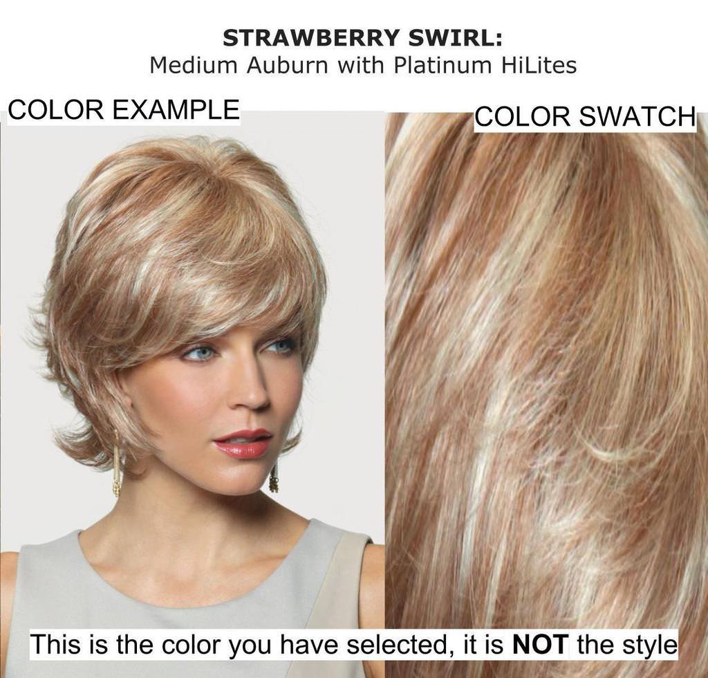 Erin Wig by Amore - Strawberry Swirl Synthetic Hair Wig with Travel Size Shampoo, Wig Cap & Comb Bundle (5-Piece Set) | Perfect for Cosplay, Costume Parties & Everyday Wear