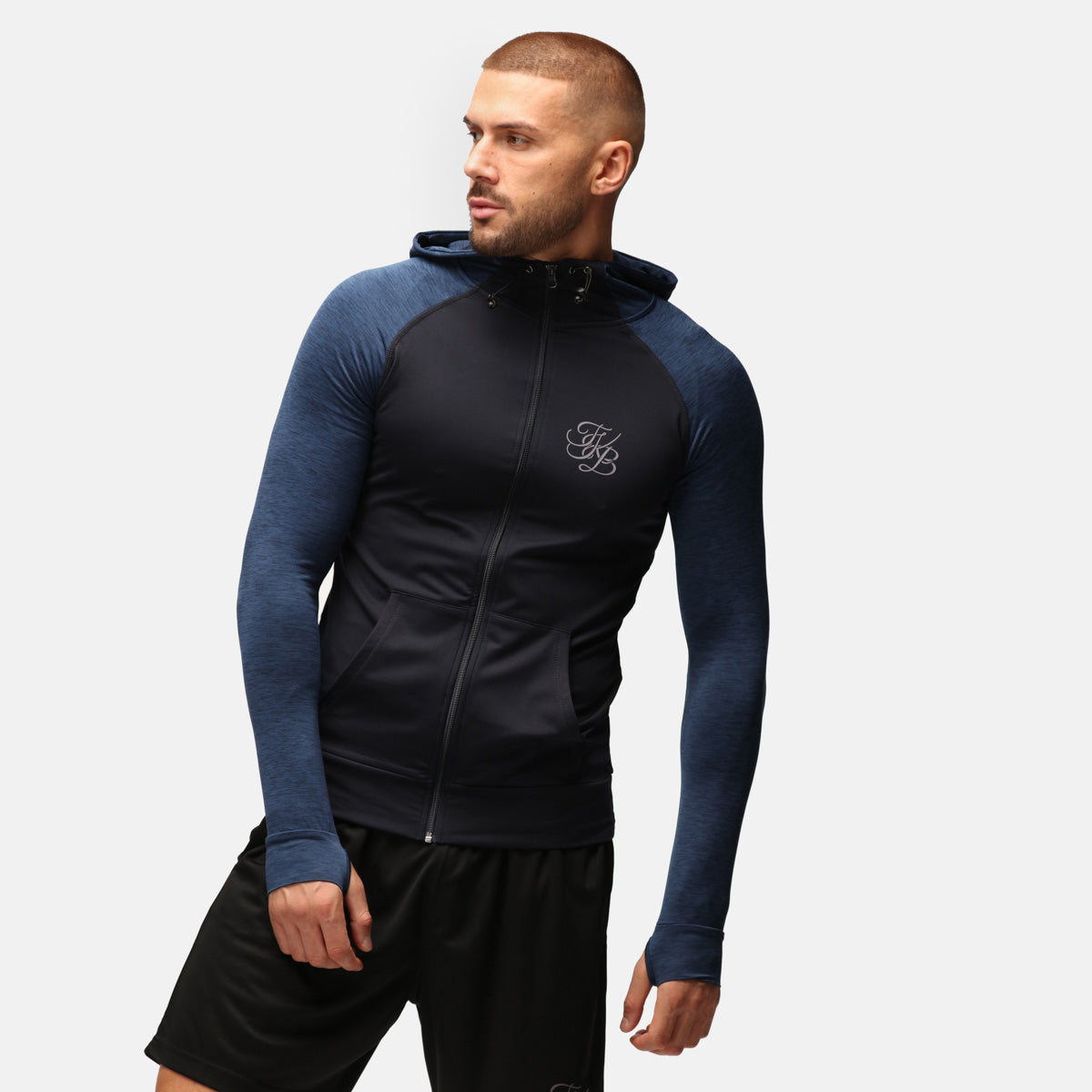 TKB Men's Navy Melange Zip-Up Hoodie - Comfortable & Stylish Casual Wear for Everyday Outfits & Outdoor Activities