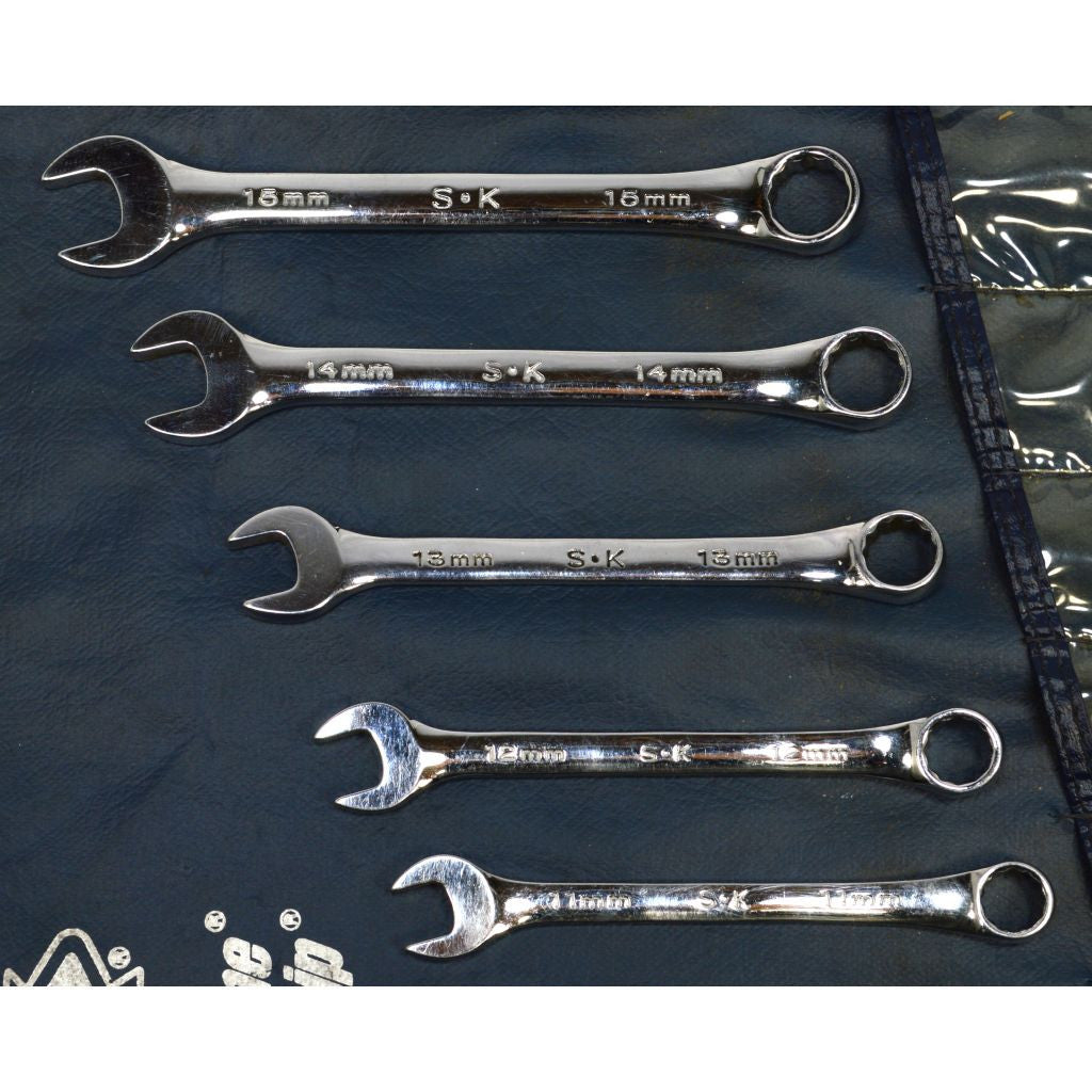 SK SUPERKROME 18-Piece Metric Combination Wrench Set (7-24mm) - 12-Point Professional Grade Tools for Automotive Repair & DIY Projects