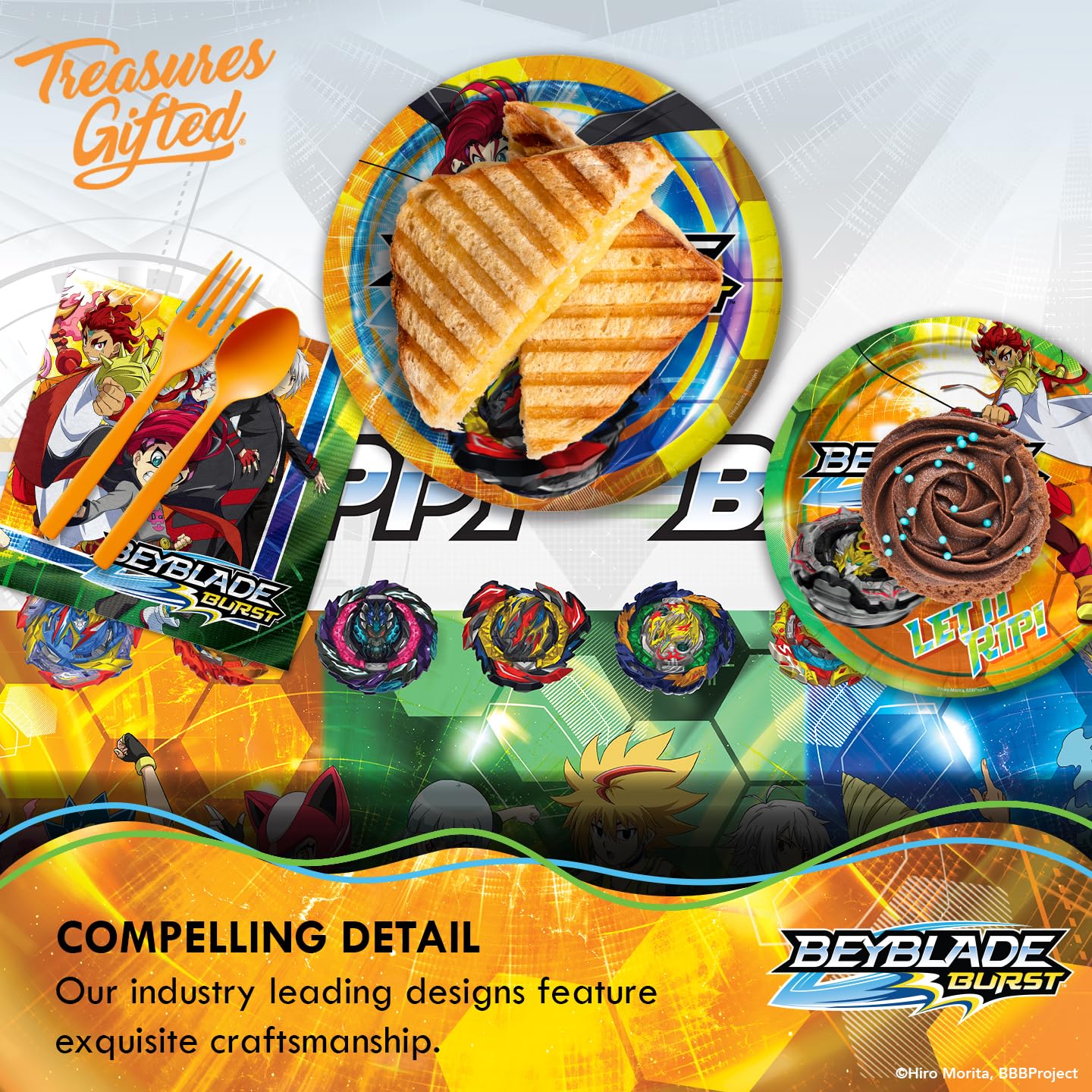 Beyblade Burst Party Tablecloth Pack of 2 - 54x108 Inch Official Licensed Table Cover - Beyblade Birthday Decorations, Stadium Battle Theme Party Supplies for Kids & Anime Fans