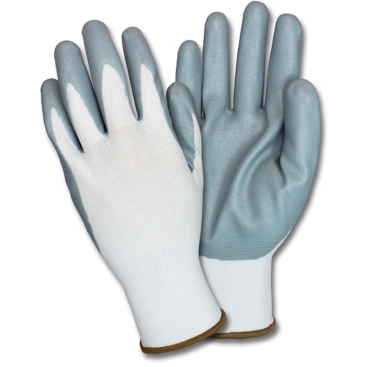 Warm Grey & White Coated Knit Gloves (12 Pairs) - Winter Work, Outdoor Activities & Cold Weather Protection