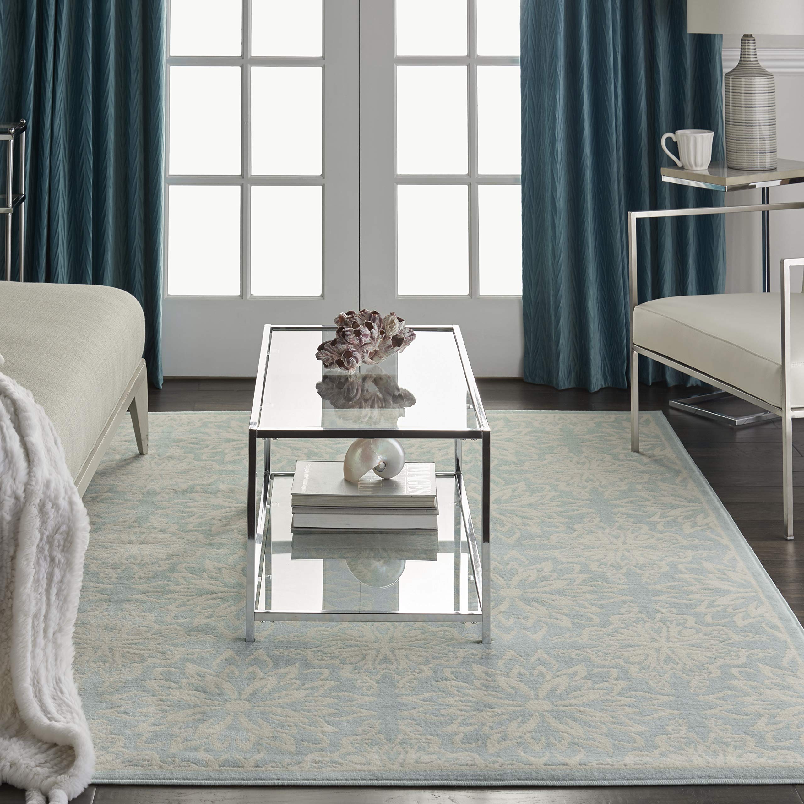 Nourison Jubilant Floral Ivory/Green 4' x 6' Area Rug - Easy-Cleaning, Non-Shedding, Soft & Durable - Perfect for Bedroom, Living Room, Dining Room & Kitchen Decor (4x6)