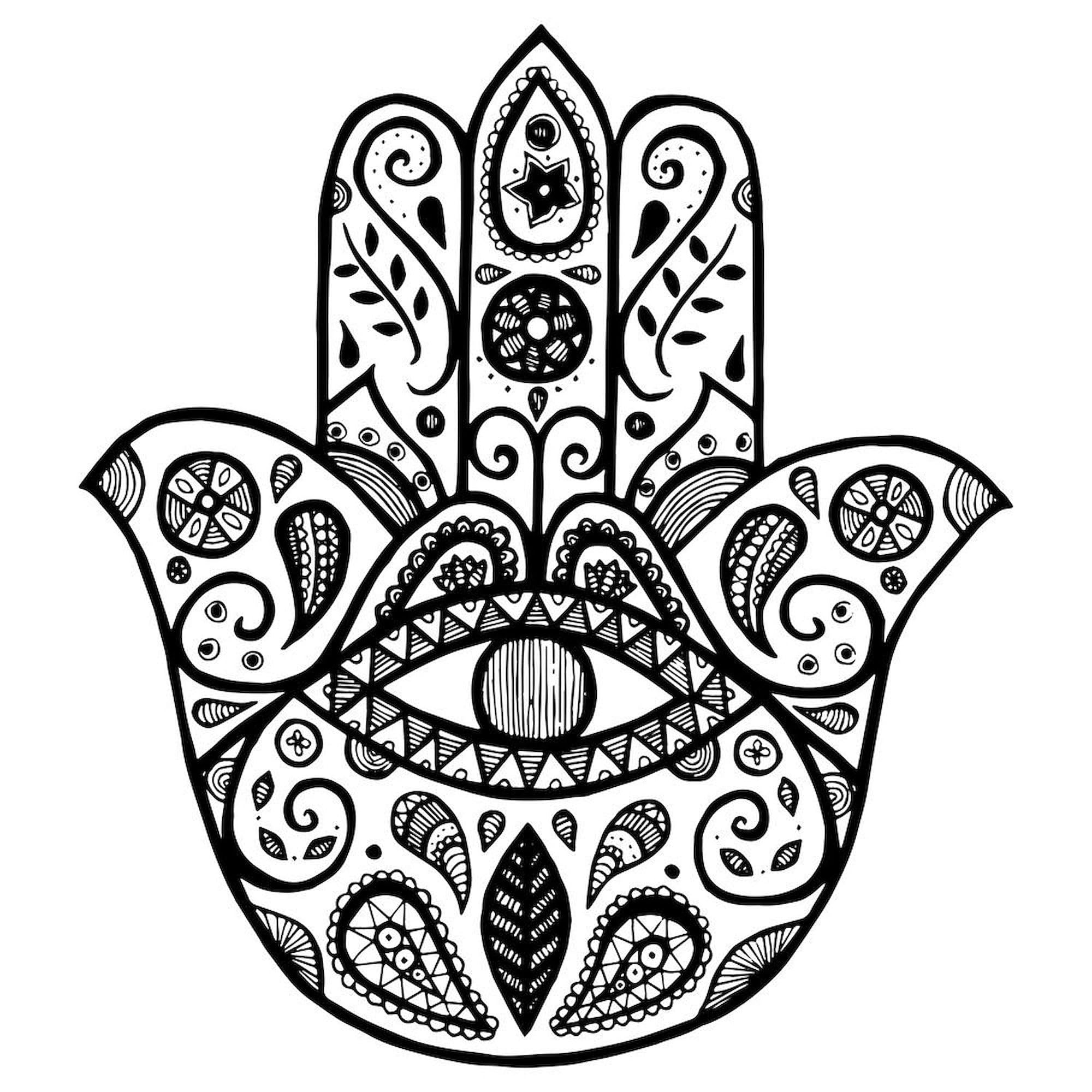 Hamsa Hand Ceramic Coffee Mug 11 oz (325 ml) - Unique Design for Tea, Coffee & Hot Drinks - Perfect for Home, Office & Gifts