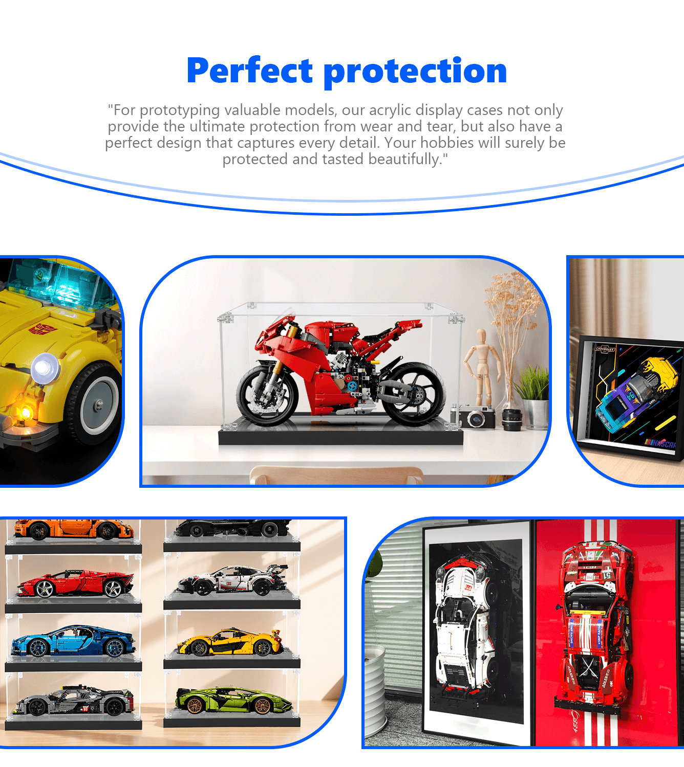 LEGO Ducati Panigale V4 S 42202 Motorcycle Model Display Case - Protective Showcase for Collectible Building Blocks - Perfect for Home Office Decor & LEGO Enthusiasts