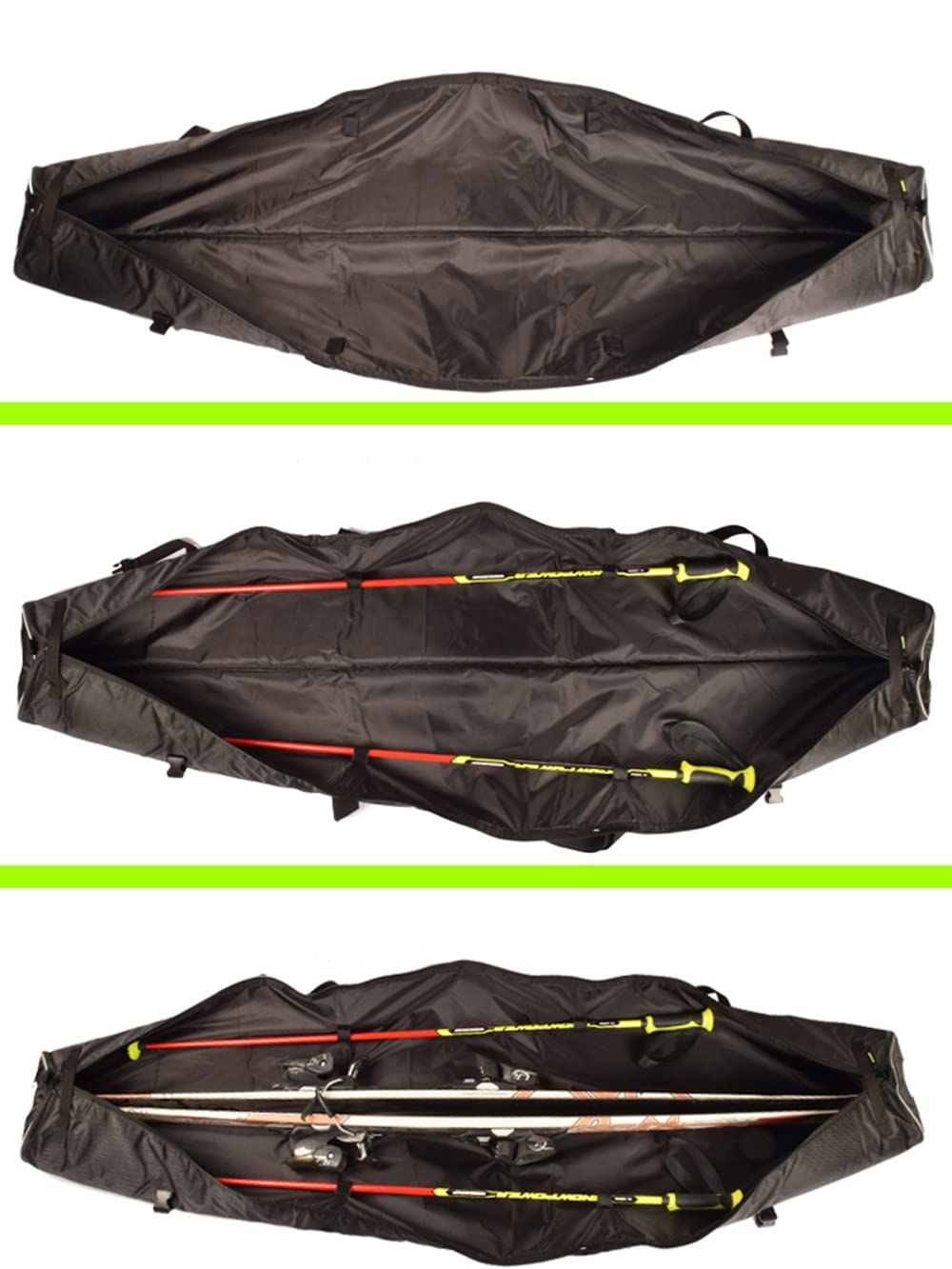 UNISTRENGH Fully Padded Single Ski Travel Bag - Thick Dual Layer Protection Waterproof Ski Carrier with Shoulder Strap & Handle - Perfect for Air Travel, Mountain Trips & Ski Resort Storage