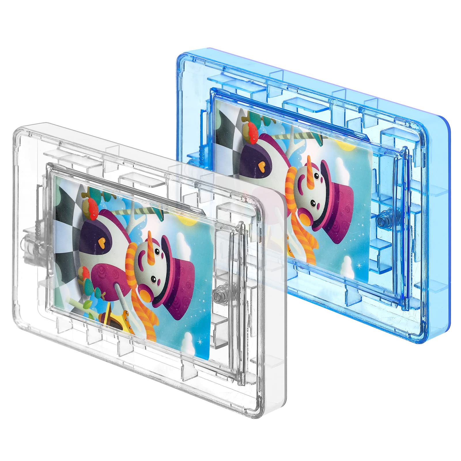 HyDren 2-Piece Transparent & Blue Plastic Maze Puzzle Card Holder - Money Maze Box for Cash & Gift Cards - Fun Brain Teaser Game for Teens & Adults - Perfect for Birthday Party Favors, Office Gifts & Family Game Nights