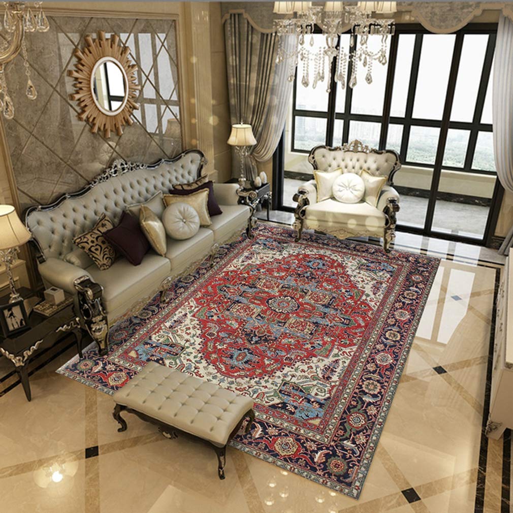 Premium Soft Isfahan Area Rug - 4'x9' Traditional Floral Fleece Carpet for Living Room, Bedroom & Nursery | Non-Slip Indoor Outdoor Rug with Classic Persian Design | Perfect for Home Decor, Hallway Runner & Cozy Floor Mat