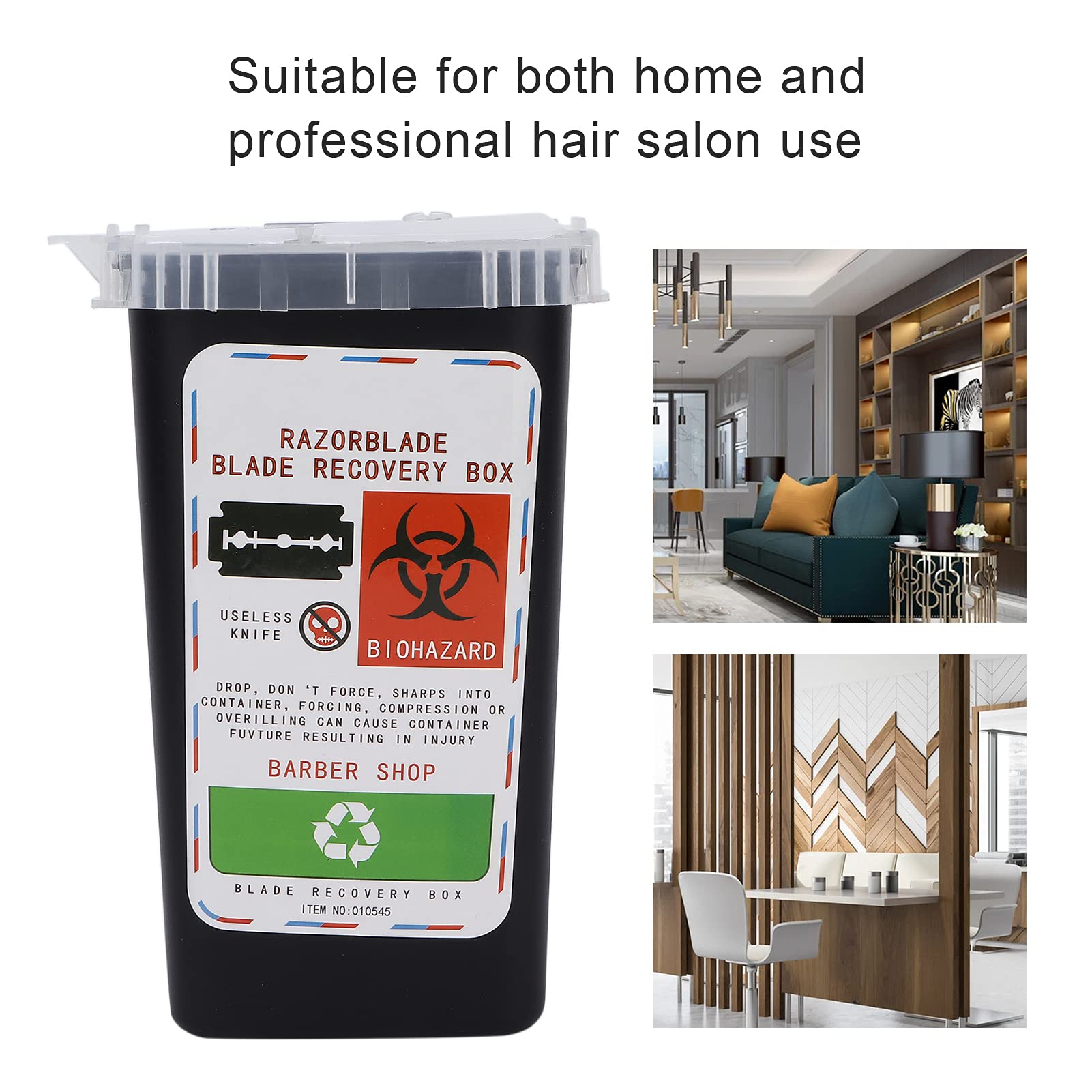 Sharps Disposal Container for Barber Shop & Salon - Safe Razor Blade Disposal Box with Secure Lid (Black) | Ideal for Hair Salons, Tattoo Parlors, and Medical Offices