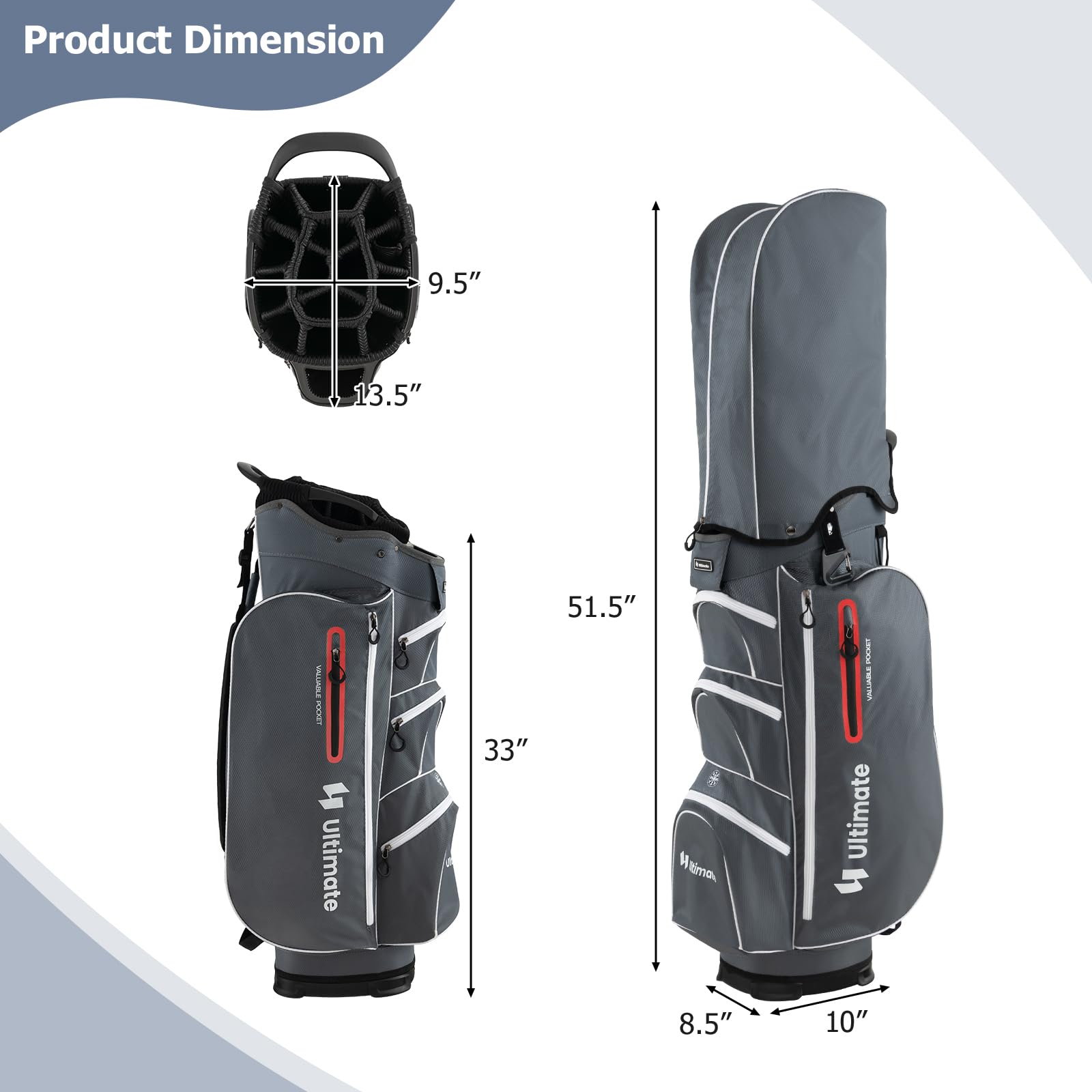 Tangkula 15-Way Top Divider Lightweight Golf Cart Bag with Putter Well, 7 Pockets, Cooler Bag & Rain Hood - Portable Golf Carry Bag for Men & Women - Perfect for Golf Courses, Driving Ranges & Tournaments