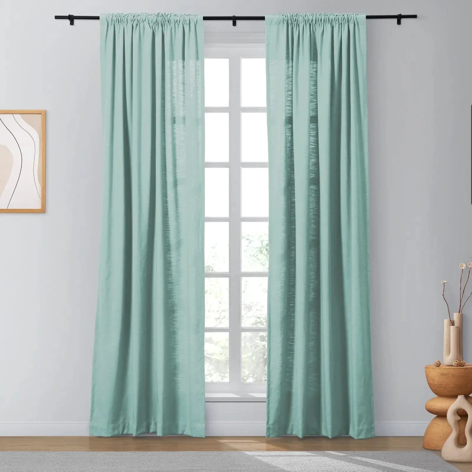 Isabella Heavyweight Cotton Blackout Curtains - Soft Top Thermal Insulated Drapes for Living Room & Bedroom - Noise Reducing & Energy Saving Window Treatments