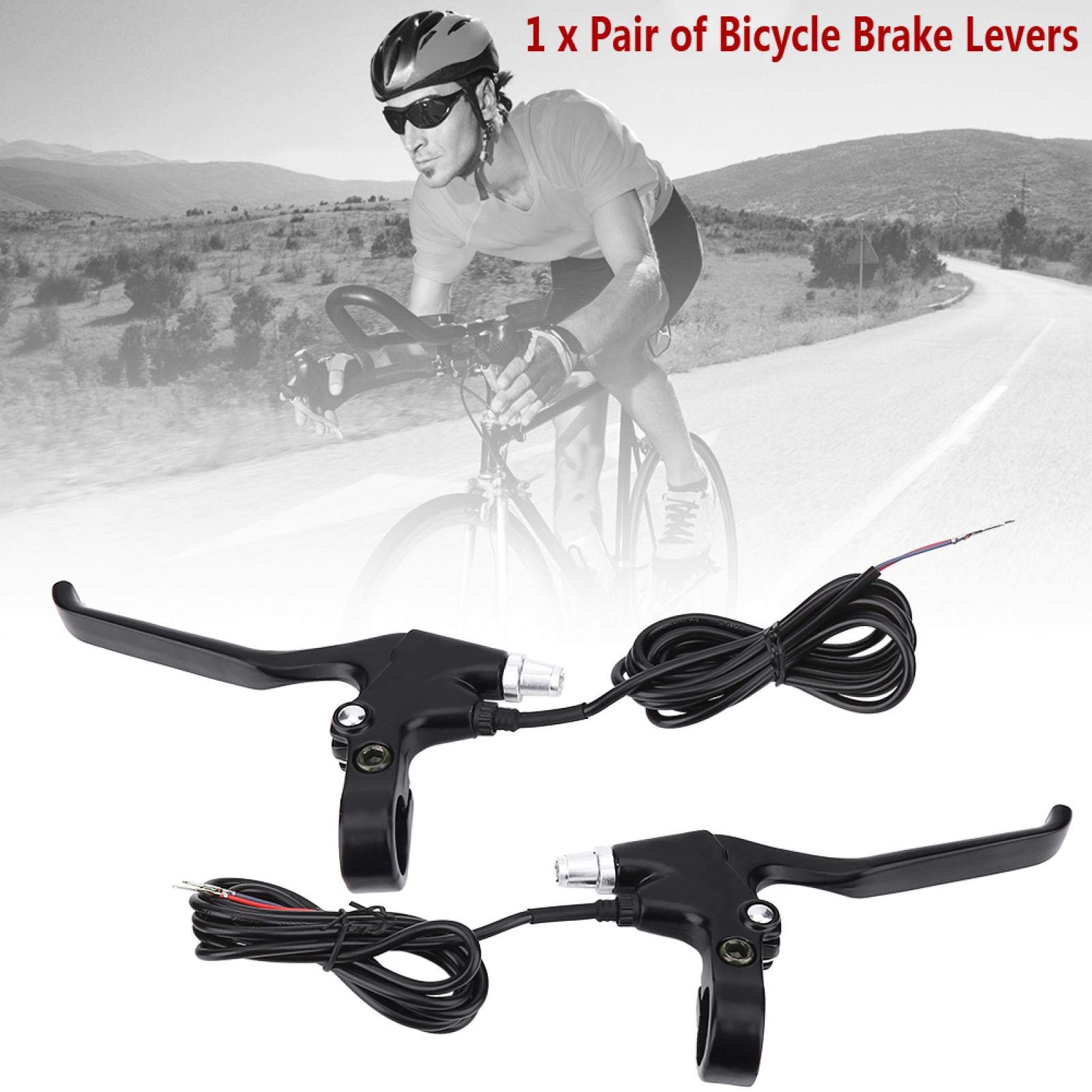 EVTSCAN E-Bike Brake Lever Set - 1 Pair Durable 2-Wire Left & Right Electric Bike Brake Levers - Replacement Parts for E-Bikes & Electric Bicycles - Perfect for Commuting, Mountain Biking & Urban Riding