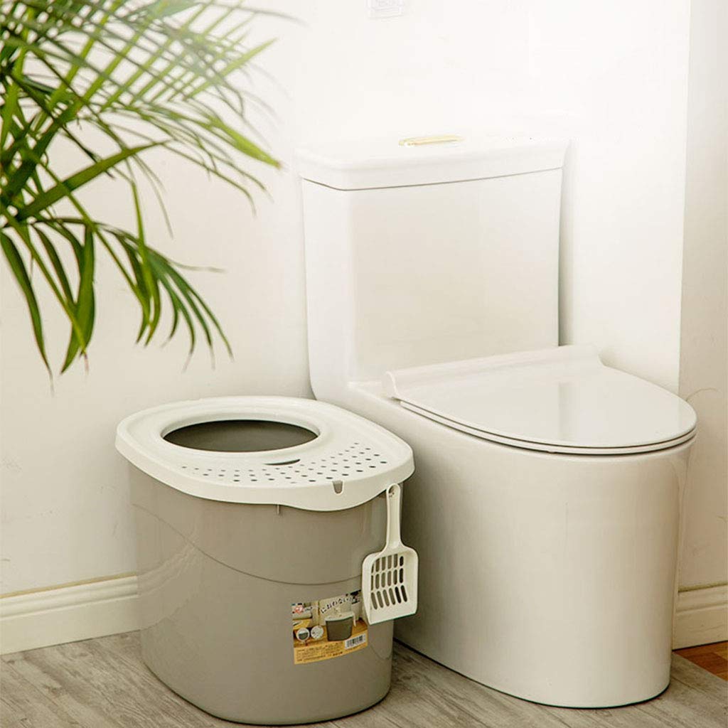 Large Cat Litter Box with Low Entry & Lid - Modern Hidden Litter Box for Big Cats - Includes Cat Litter Scoop - Perfect for Home, Apartment & Multi-Cat Households