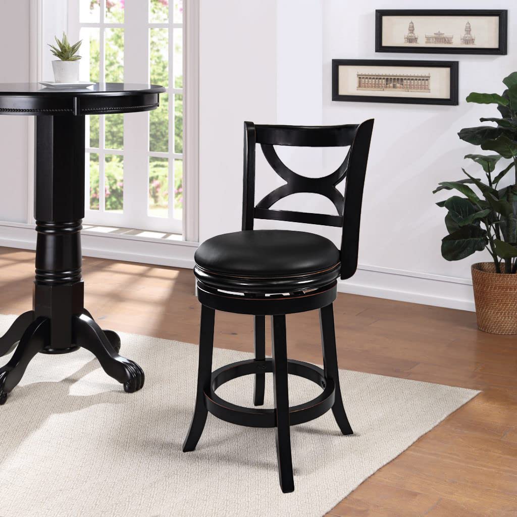 Boraam Florence 24-Inch Black Counter Height Bar Stool - Modern Kitchen Island Stools for Dining & Entertaining