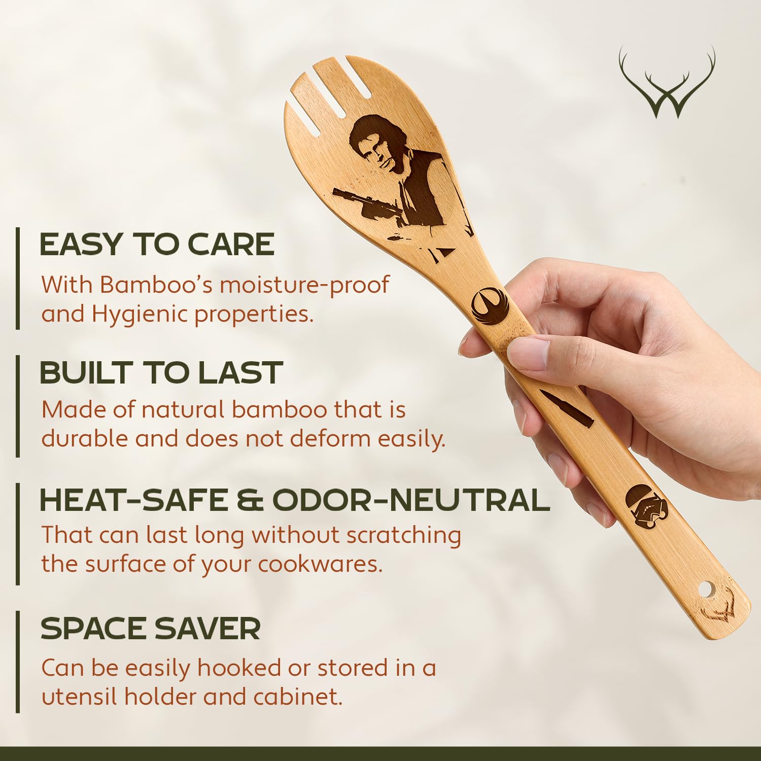 Star Wars Kitchen Gifts Set - Wooden Spoons & Bamboo Utensils with Spatula for Cooking | Perfect Star Wars Themed Cooking Accessories for Fans & Home Chefs | Ideal for Baking, Meal Prep & Star Wars Themed Kitchens