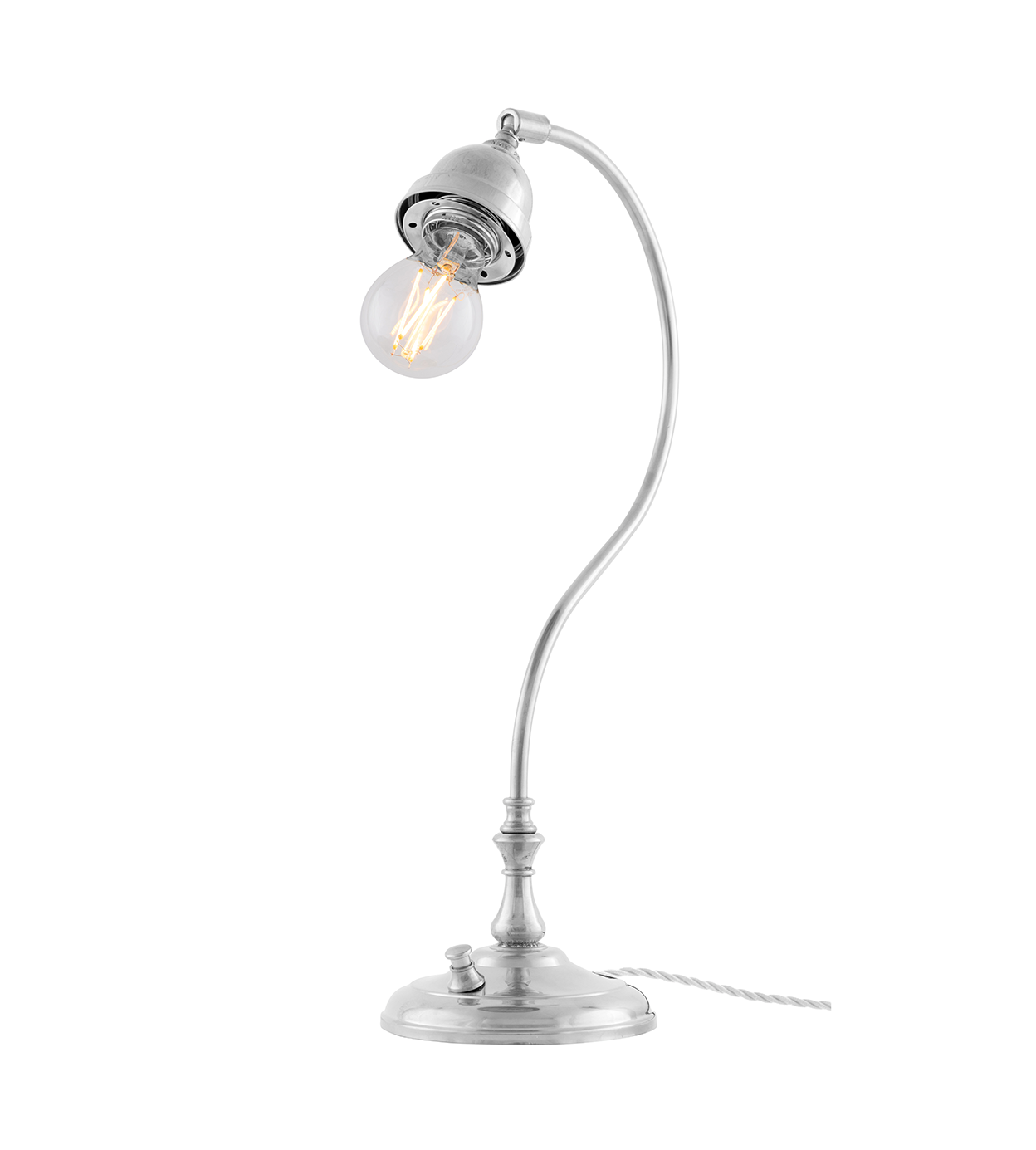 Nickel Lamp Base Without Shade - Minimalist Modern Lighting Fixture for Living Room, Bedroom, or Office Decor