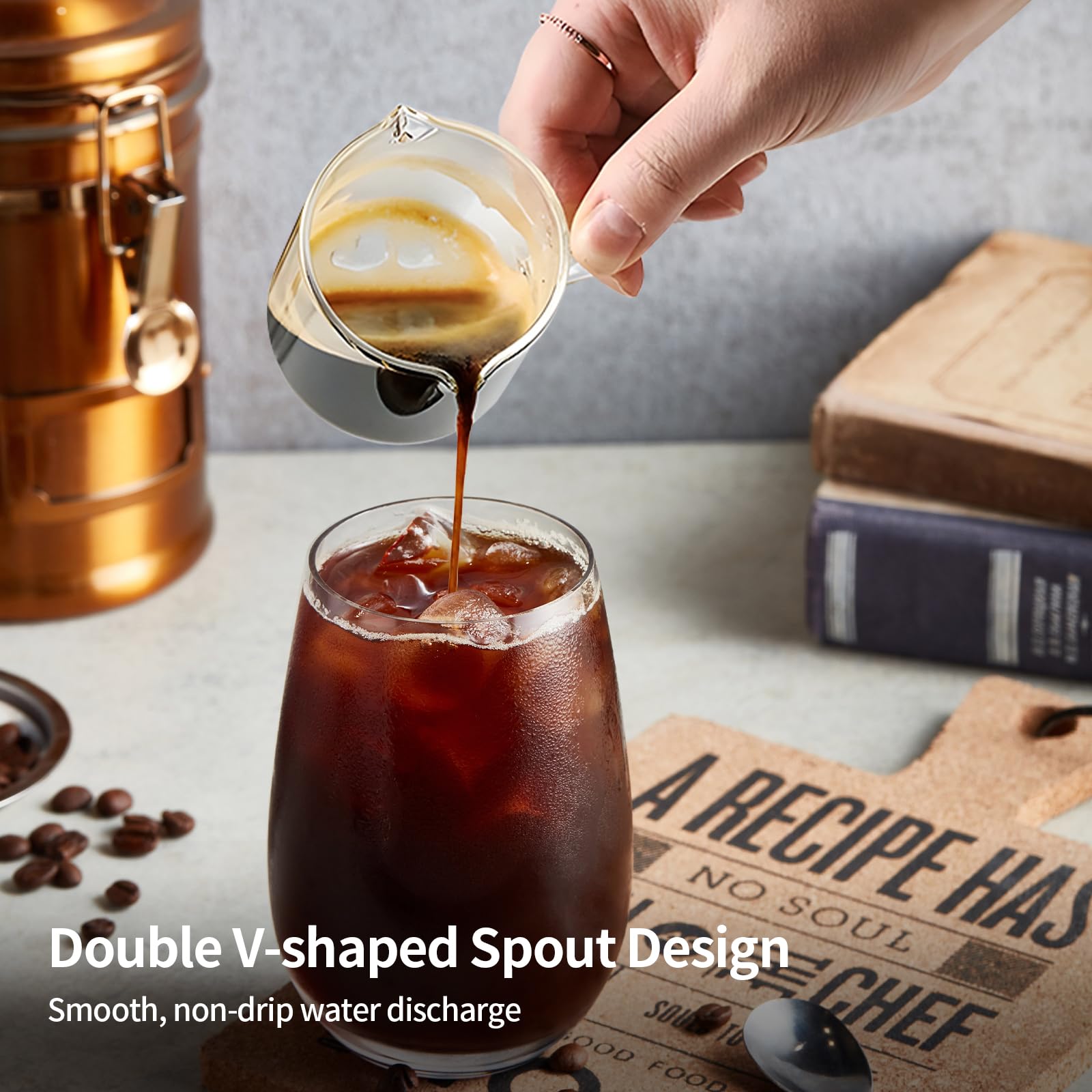 2 Pcs 4 Oz Espresso Shot Glasses with Handle - Double Spouts Coffee Cups for Espresso & Milk - Clear Glass Mugs for Home, Cafe & Restaurant Use