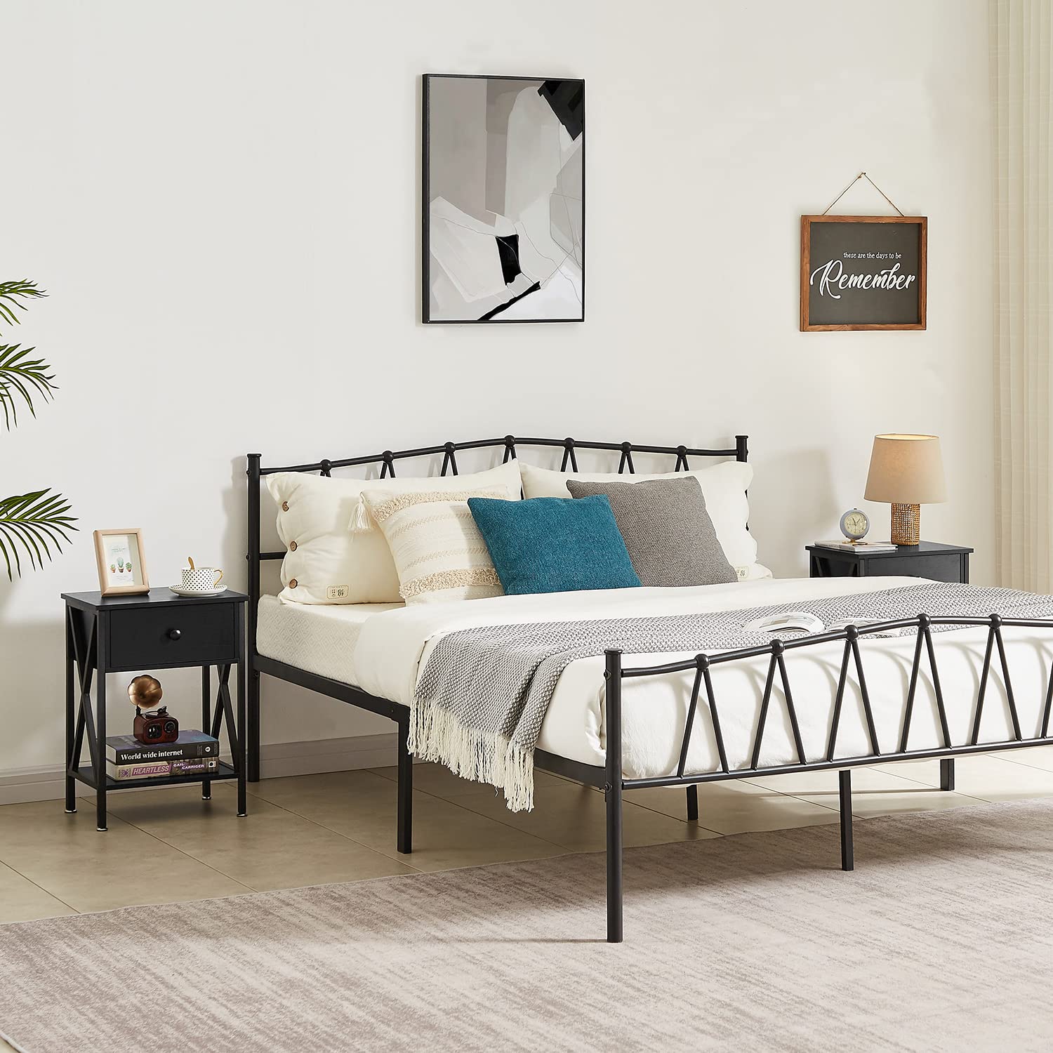 VECELO Modern Nightstand with Drawer & Storage Shelf - Black End Table for Bedroom, Living Room, Office & Lounge - Perfect for Small Spaces & Apartment Decor