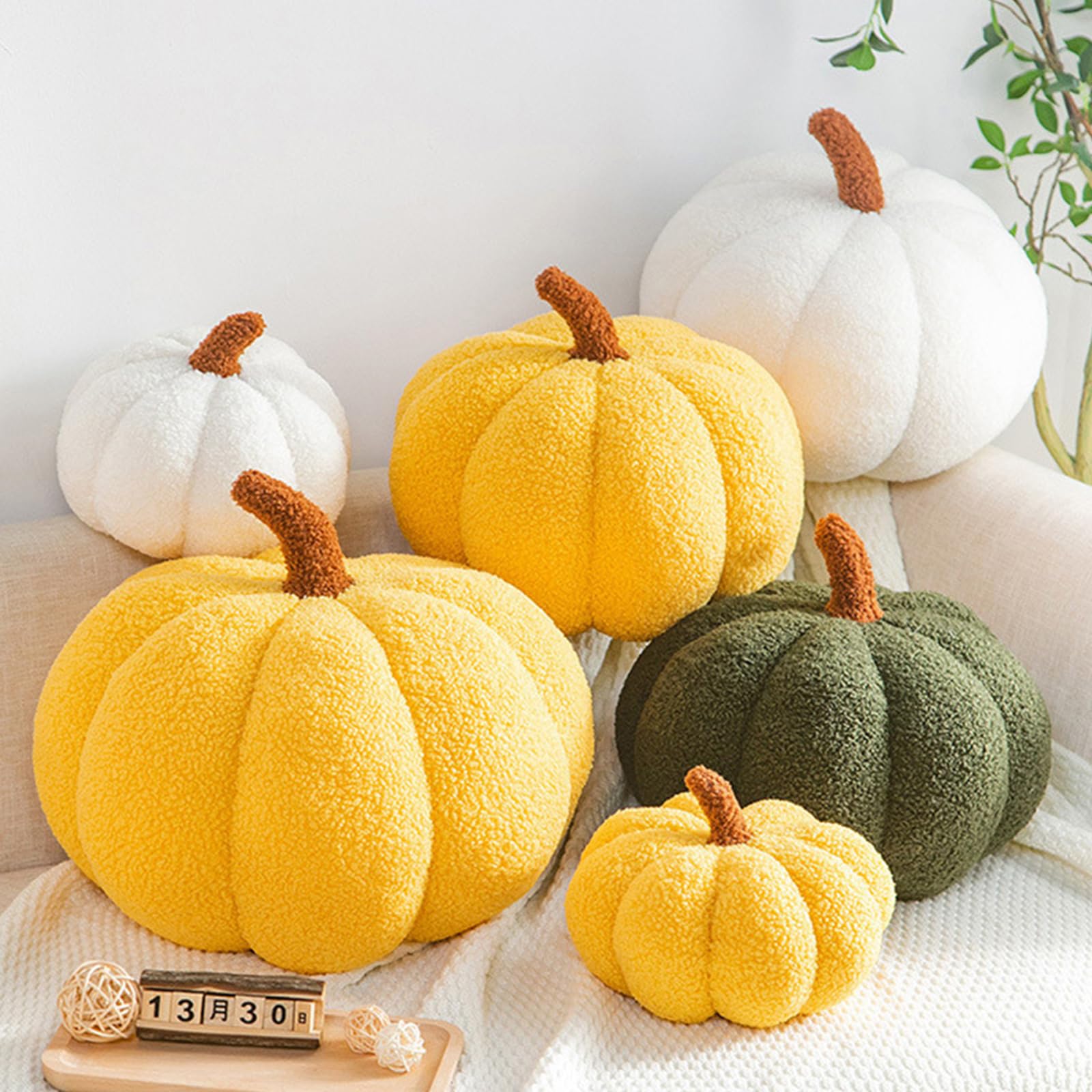 Halloween Pumpkin Pillow - Soft Fluffy Plush Throw Pillow, 3D Simulated Pumpkin Shaped Decorative Cushion for Fall Home Decor, Party Supplies & Seasonal Sofa Bed Accents | Perfect for Halloween Decorations, Thanksgiving Centerpieces & Cozy Living Room Vibes