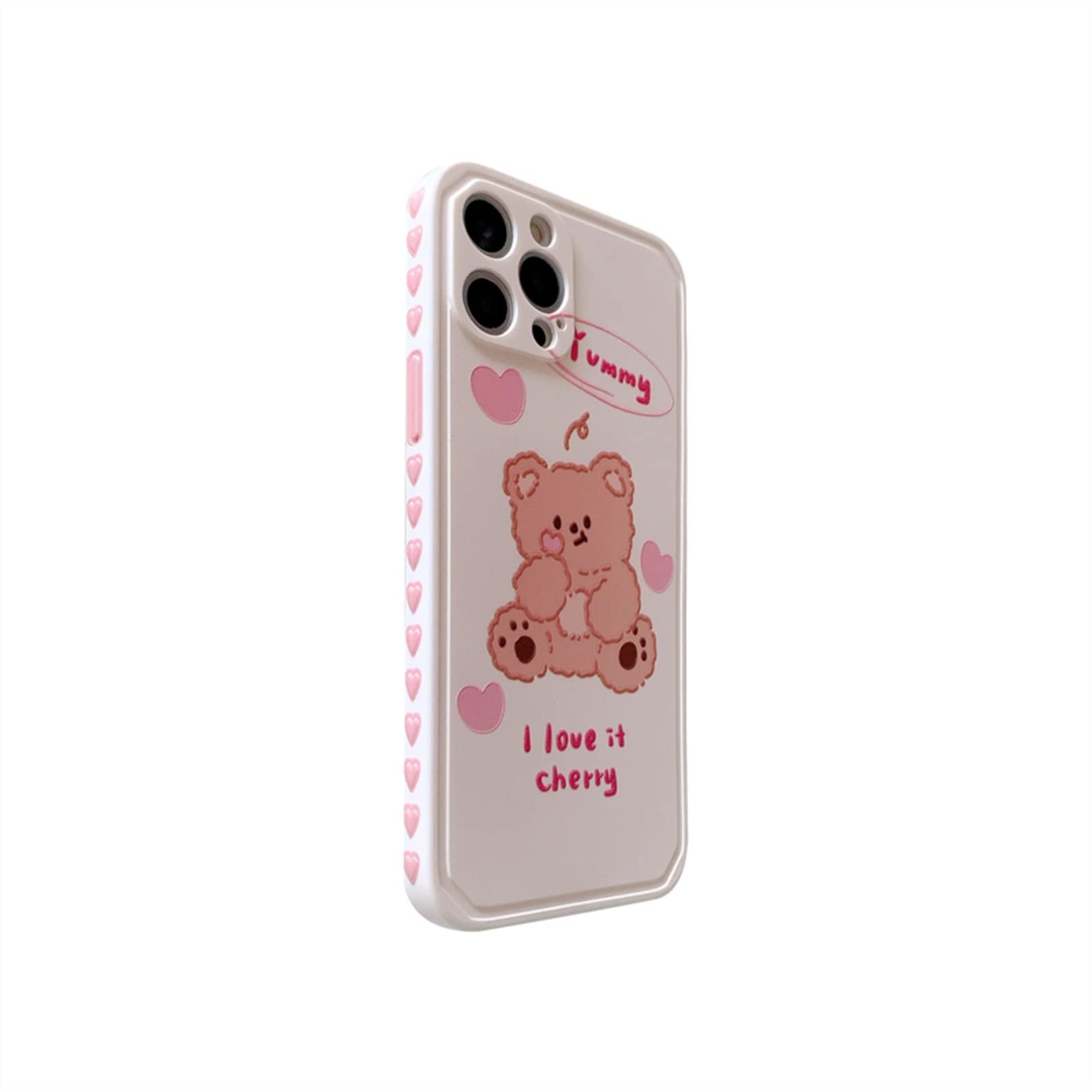 Cute Cartoon Love Heart Bear Korean Phone Case for iPhone 12/11/Pro Max/X/Xs Max/Xr/7/8/SE 2020 - Soft TPU Protective Cover (Color A) - Perfect Gift for Valentine's Day & Daily Use
