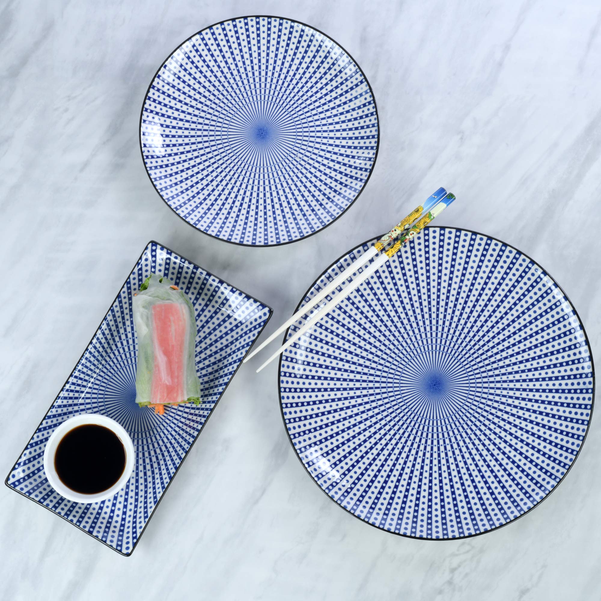 Fuji Ceramic Small Blue Salad Plates - Set of 4, Durable & Stylish Dinnerware for Everyday Meals, Parties & Home Decor | Perfect for Salads, Appetizers & Desserts