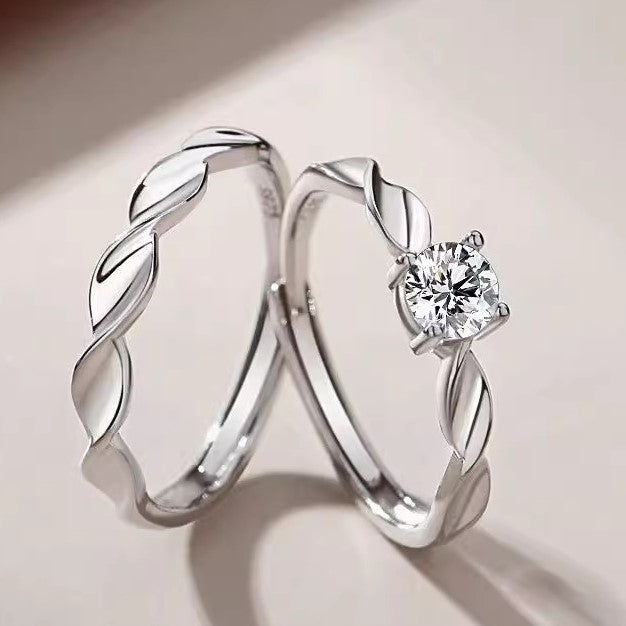 Sterling Silver Twist Couple Rings for Women & Men - Elegant Matching Wedding Bands, Anniversary Gifts - Perfect for Engagements, Valentine's Day & Romantic Occasions