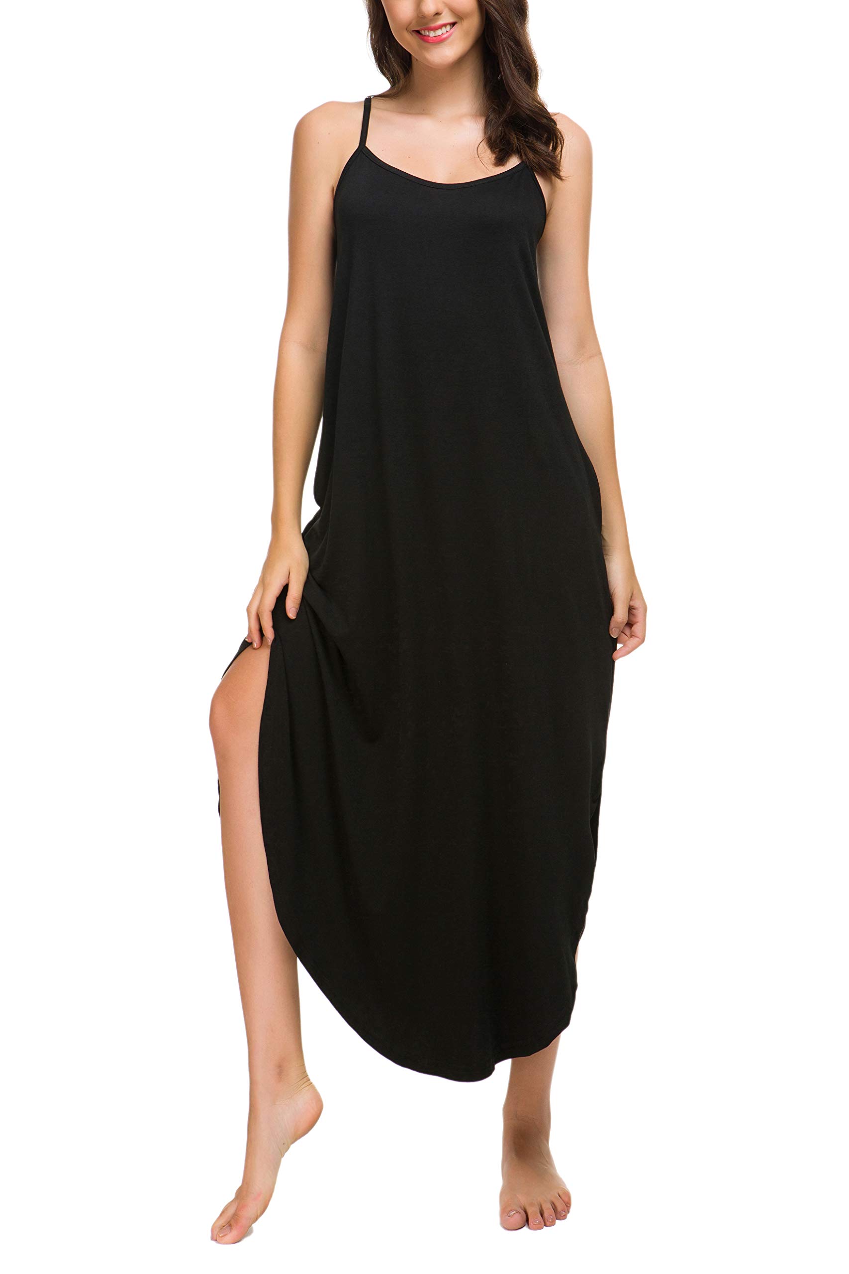 AVIIER Women's Sexy Nightgown & Lingerie Dress - Soft Full Slip Sleepwear with Pockets - Comfortable Nightwear for Sleeping, Lounging and Honeymoon