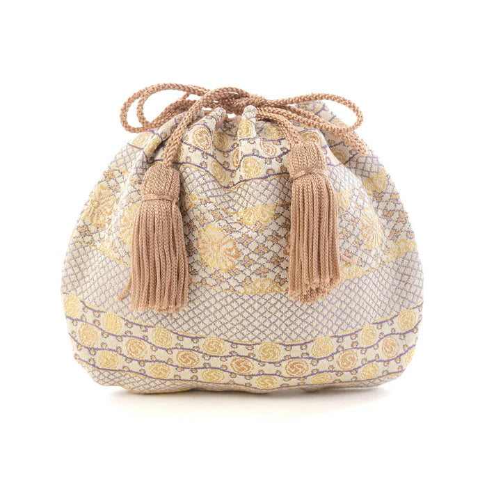 Nishijin Ori Small Drawstring Cherry Blossom Bag - Handmade Kyoto Japanese Traditional Craft Purse for Women | Perfect for Cosplay, Tea Ceremony & Gift Giving