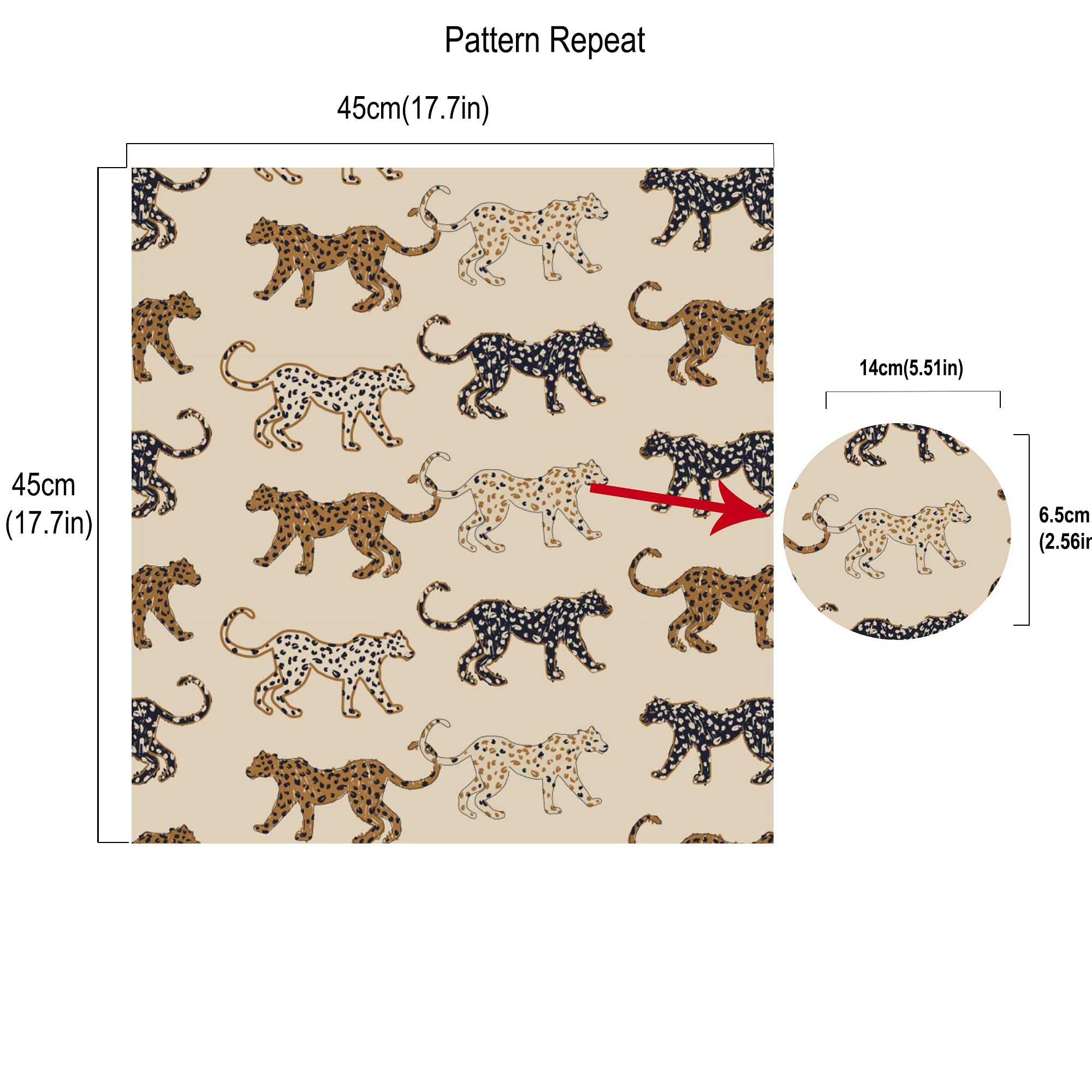 UniGoos Beige Leopard Peel and Stick Wallpaper - Retro Animal Print Self-Adhesive Contact Paper for Shelves, Countertops & Bedroom Decor (17.7
