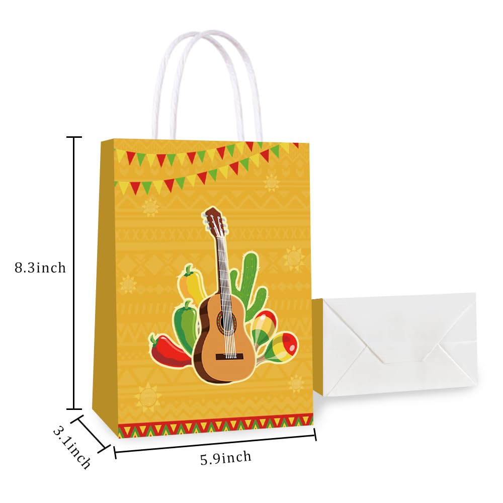 12 Pcs Fiesta Gift Bags - Cinco De Mayo, Birthday Party Favors, Mexican Themed Bridal Shower Supplies (4 Styles) - Perfect for Themed Parties, Celebrations & Festive Events