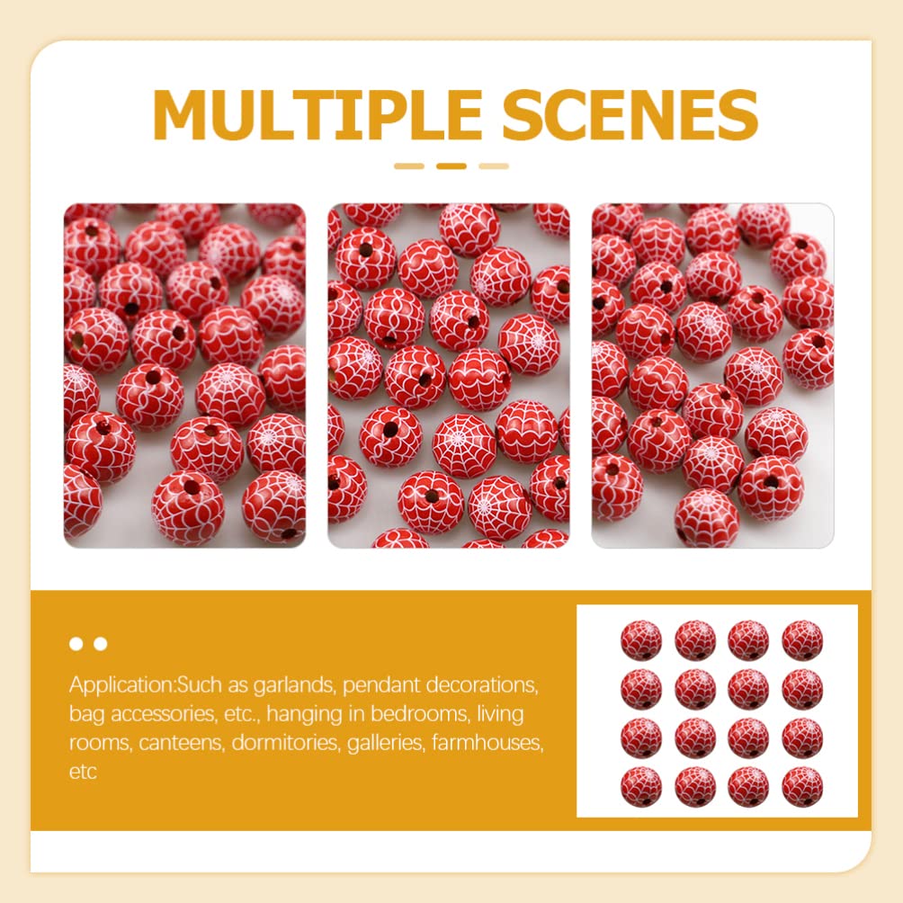 30pcs Halloween Cobweb Wood Beads - Round Polished DIY Craft Beads for Jewelry Making, Costume Accessories & Home Decor