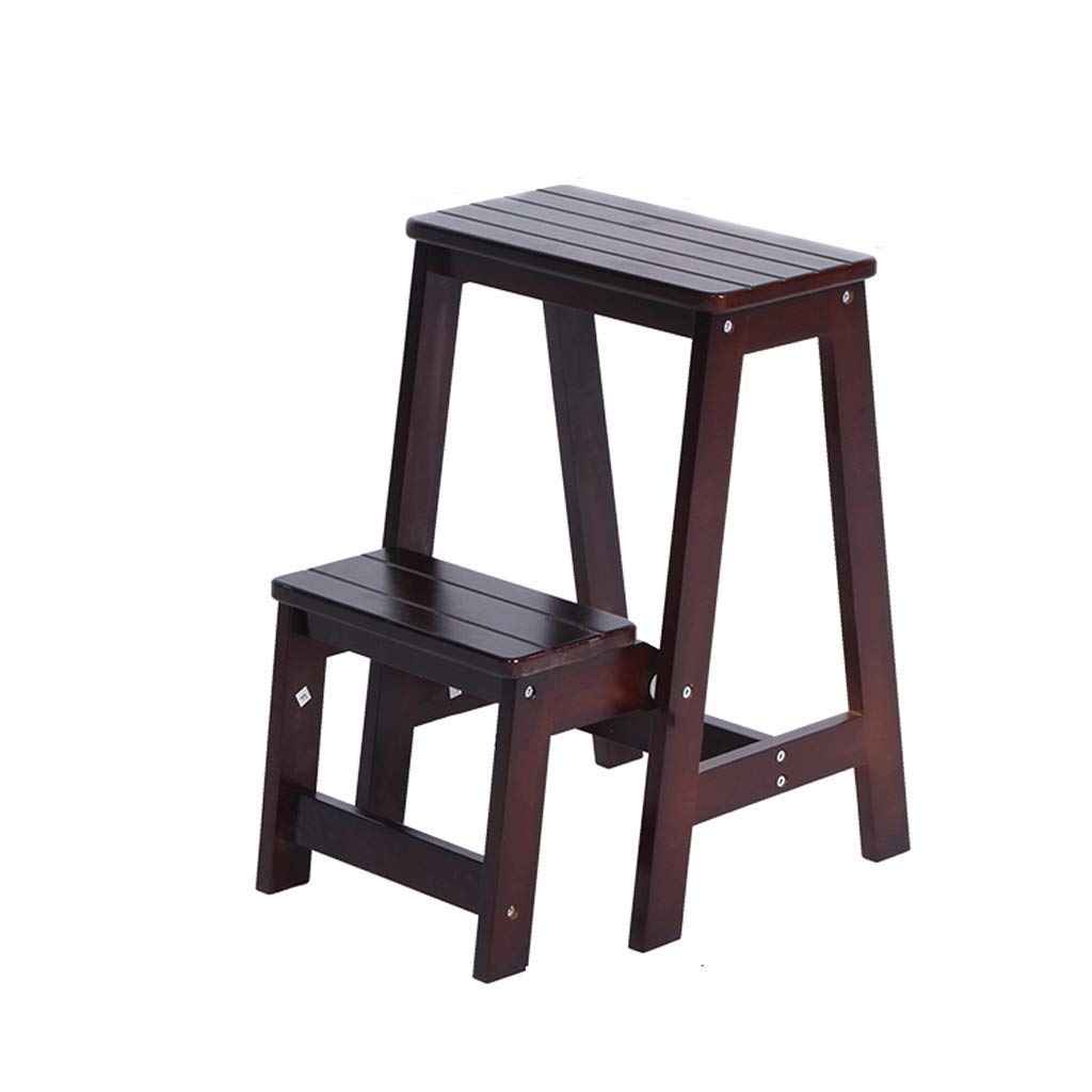 Solid Wood 2-Step Folding Stool - Non-Slip Multi-Functional Step Ladder for Kitchen, Bathroom & Home Use - Sturdy Flip Design with Thickened Steps (Color: A1) - Perfect for Reaching High Shelves, Changing Light Bulbs & Kids' Bathroom Access