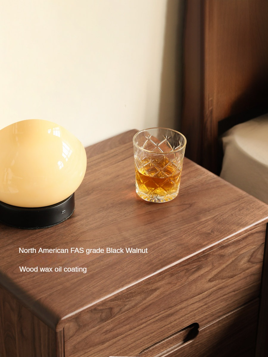 Premium Black Walnut Solid Wood Nightstand with Storage - Modern Bedside Table for Bedroom, Living Room & Guest Room - Durable & Stylish Furniture for Home Decor