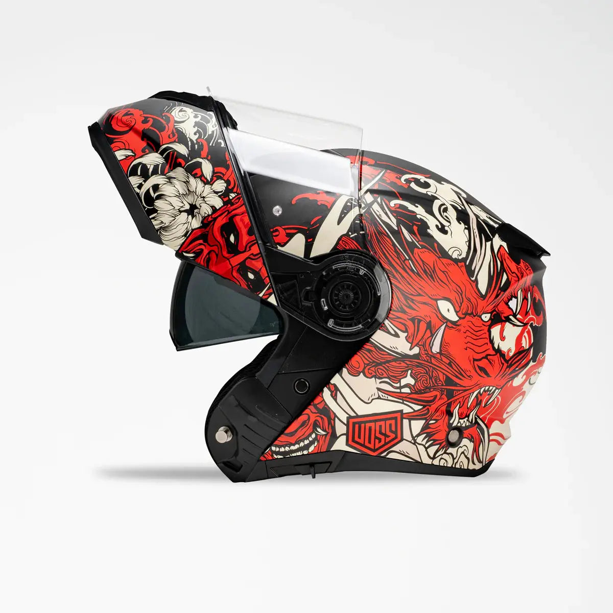 Voss 580 Conquest Matte Red Dragon Motorcycle Helmet - Lightweight DOT Certified Full Face Helmet for Street & Racing Bikes - Perfect for Cruising, Track Days & High-Speed Riding