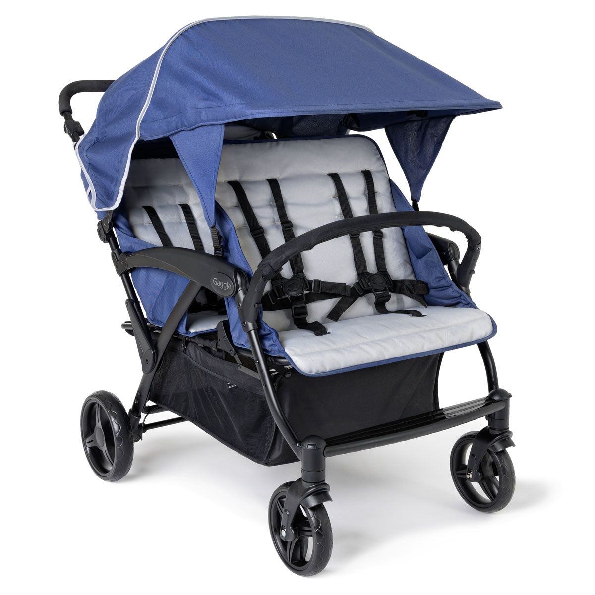 Gaggle Odyssey 4-Seat Quad Stroller - Lightweight & Durable Multi-Kids Stroller for Twins, Triplets or Siblings - Perfect for Shopping, Travel, Theme Parks & Outdoor Adventures