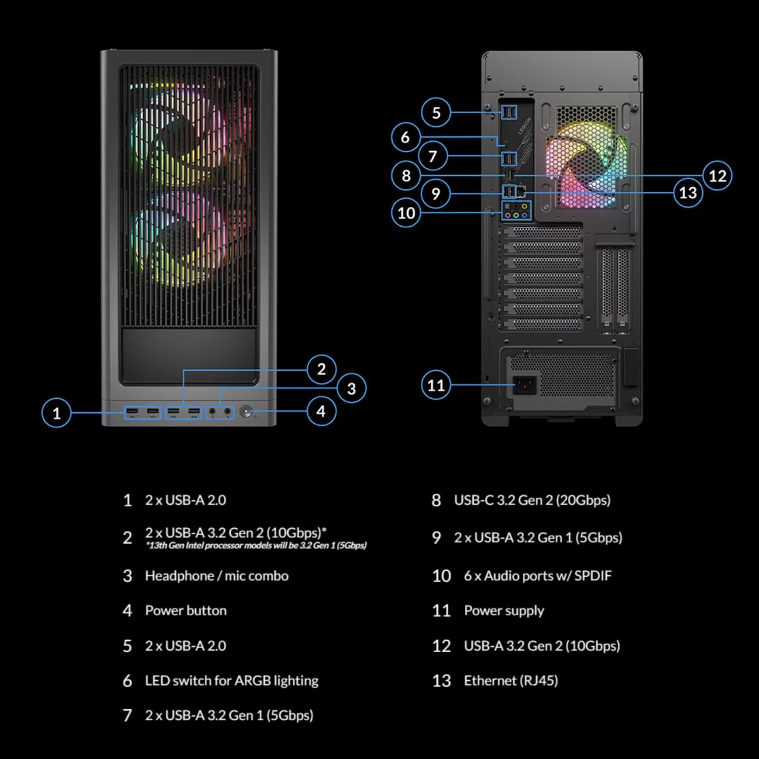 Lenovo Legion i9 RTX 4080 Super Gaming PC - Intel i9, 32GB RAM, 1TB SSD for Ultimate Gaming & Streaming