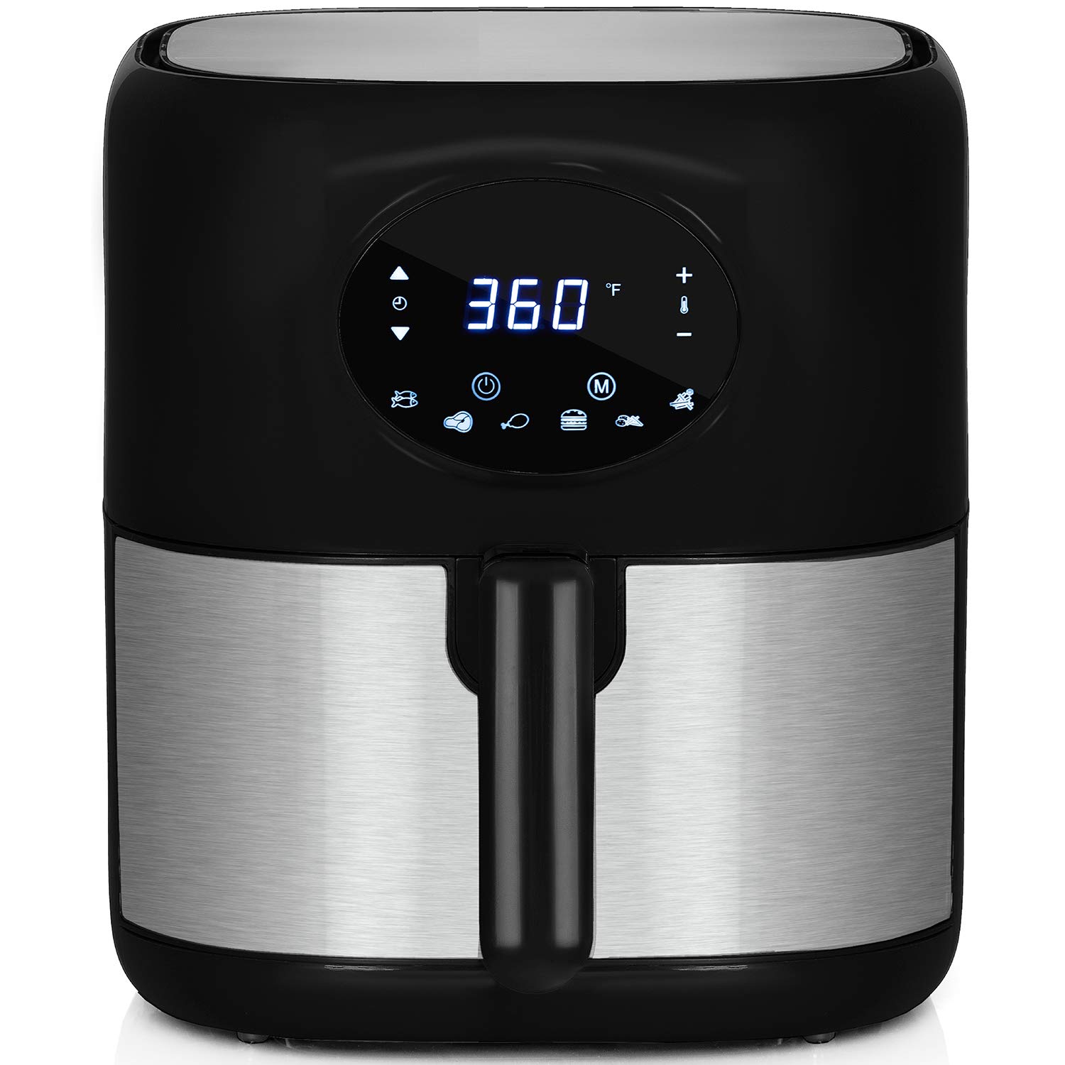 Deco Chef 3.7QT Digital Air Fryer with 6 Preset Functions - LED Touch Screen, Adjustable Temp & Timer, Dishwasher Safe Nonstick Basket - ETL Certified Black Air Fryer for Healthy Cooking, Family Meals & Quick Snacks