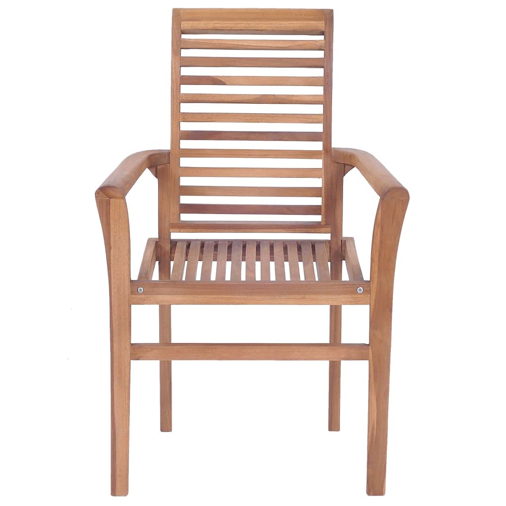 2-Piece Solid Teak Stacking Dining Chairs Set - Ergonomic Outdoor & Indoor Stackable Chairs - Space-Saving Patio Furniture for Garden, Deck, and Dining Room Use