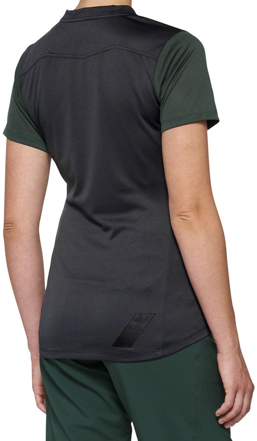 **Ridecamp Women's Short Sleeve Jersey - Charcoal/Green, X Large | 100% Breathable & Comfortable | Perfect for Cycling, Hiking & Outdoor Activities**