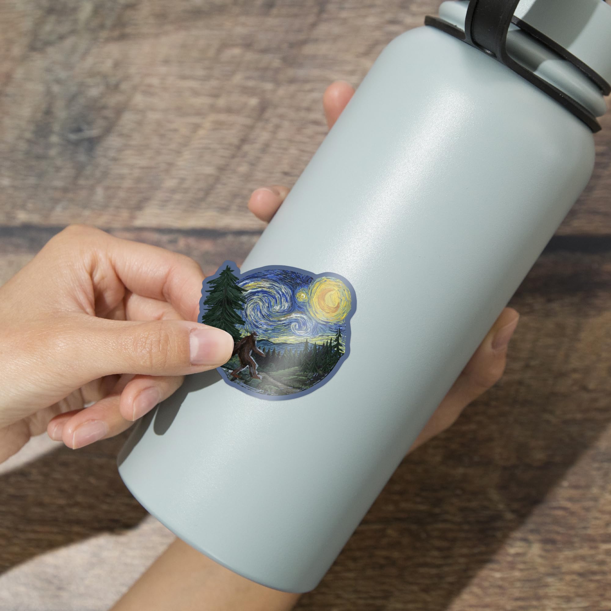 Custom Die Cut Vinyl Stickers - Starry Night & Bigfoot Designs (1-3 Inch Waterproof Decals) for Cars, Water Bottles, Laptops & Coolers | Perfect for DIY Crafts, Gift Wrapping & Personalizing Your Belongings