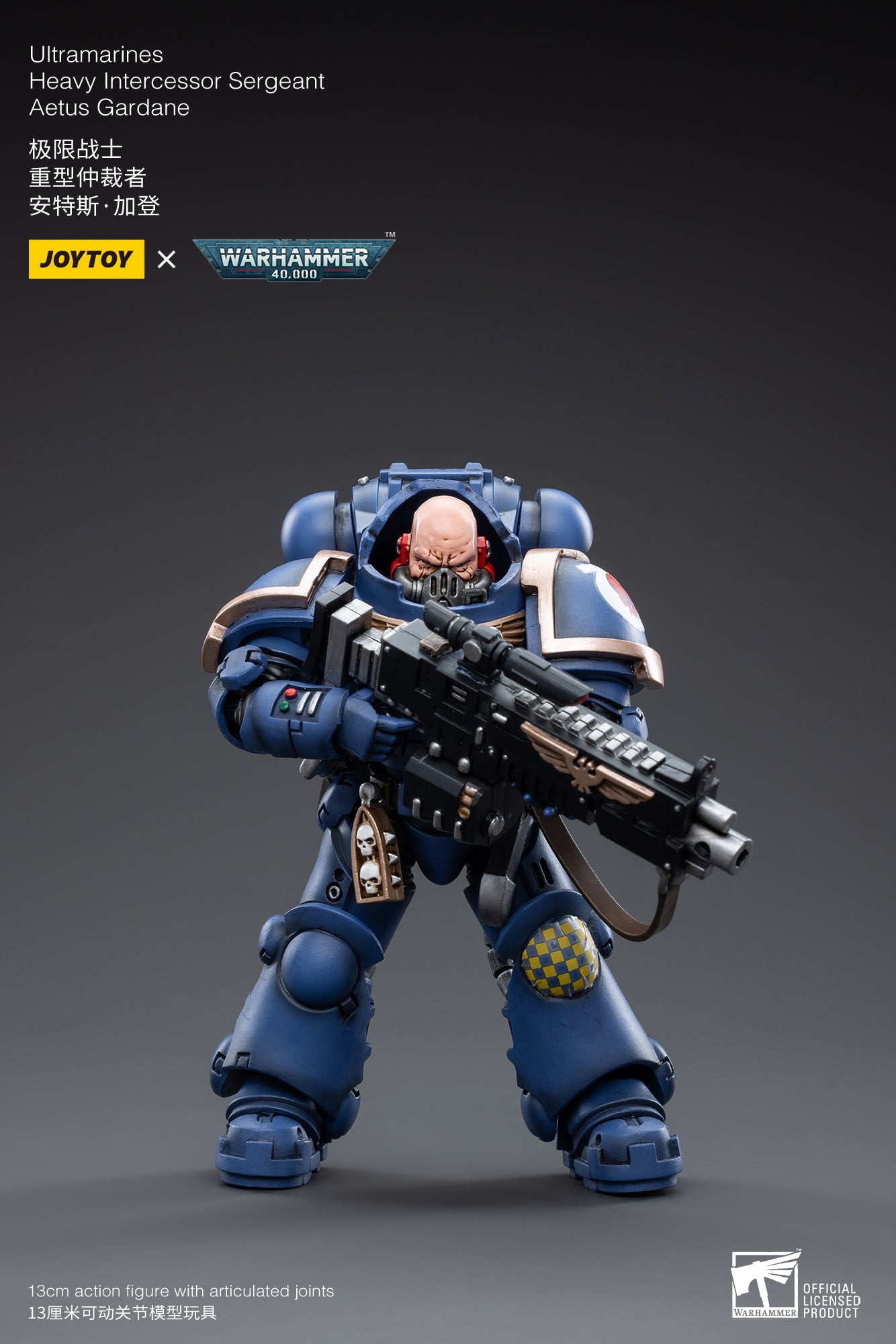 1/18 JOYTOY Warhammer 40K Ultramarines Heavy Intercessor Sergeant Aetus Gardane Action Figure - Collectible Miniature for Tabletop Gaming & Display