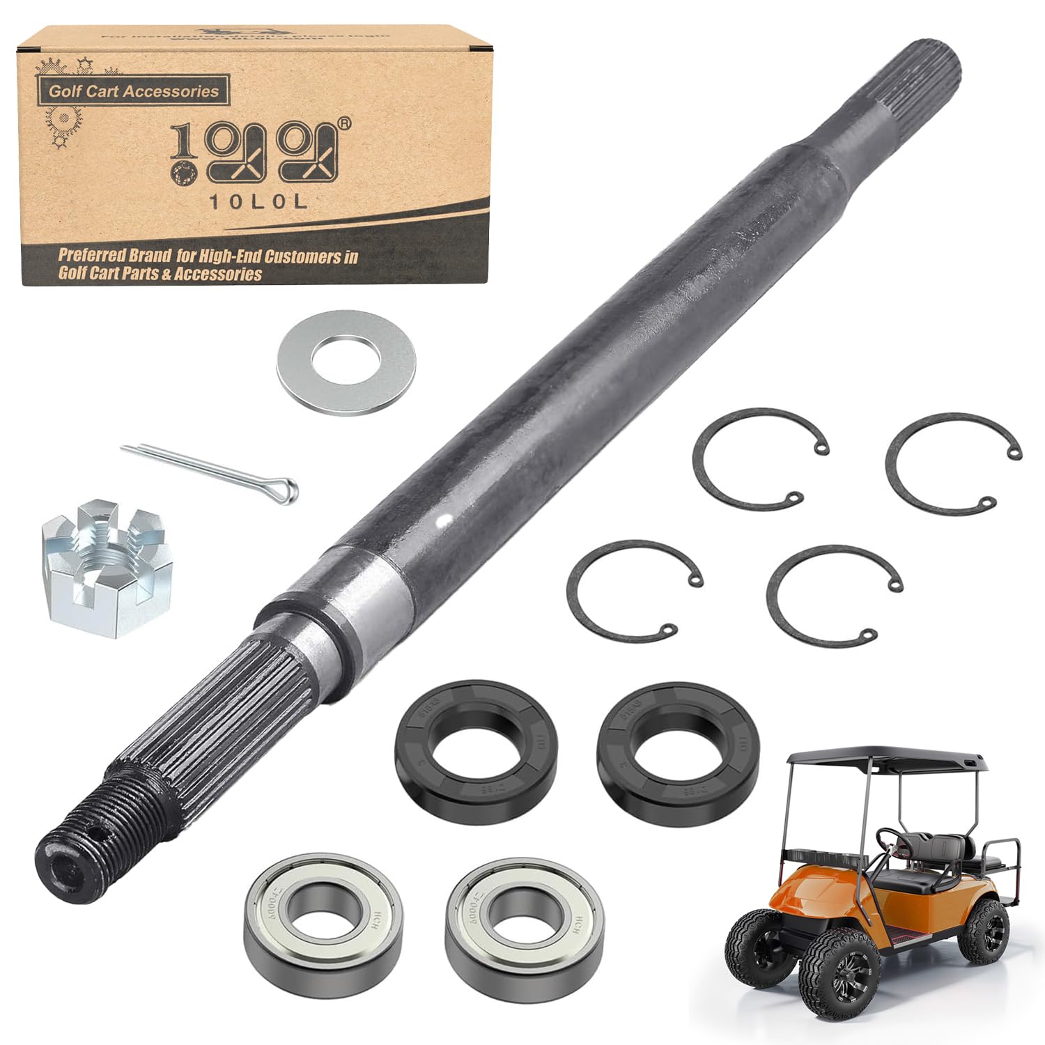 10L0L Passenger Side Rear Splined Axle Shaft for EZGO TXT 1994-2013 Electric Golf Cart - OEM Replacement Part #20377G12 & 20377-G12 - Perfect for Golf Cart Repairs and Maintenance