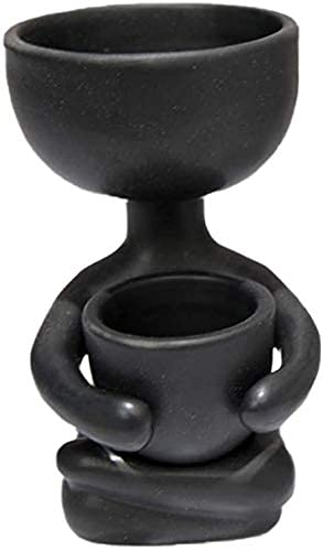 Bktmen Humanoid Ceramic Flower Pot - Mini Succulent Planter, Sitting Human Shaped Ceramic Plant Container (6x6x10cm) for Home, Office, Desktop Decoration - Perfect for Indoor Plants, Cacti, and Small Succulents