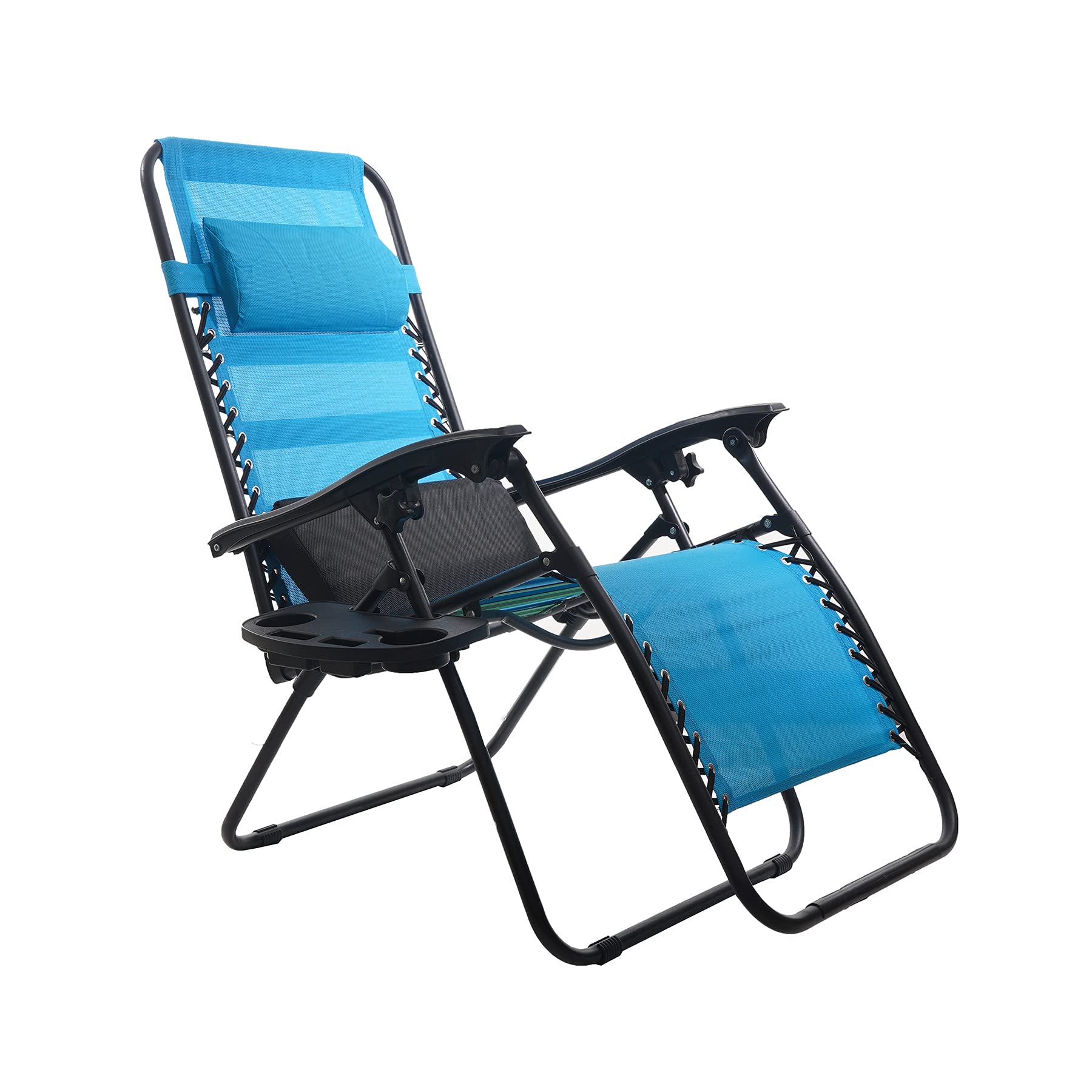 2 Pack Upgraded Zero Gravity Chair Cup Holder - Universal Clip-On Table with Phone Slot & Snack Tray for Outdoor Patio, Poolside, Camping, Beach (Black)