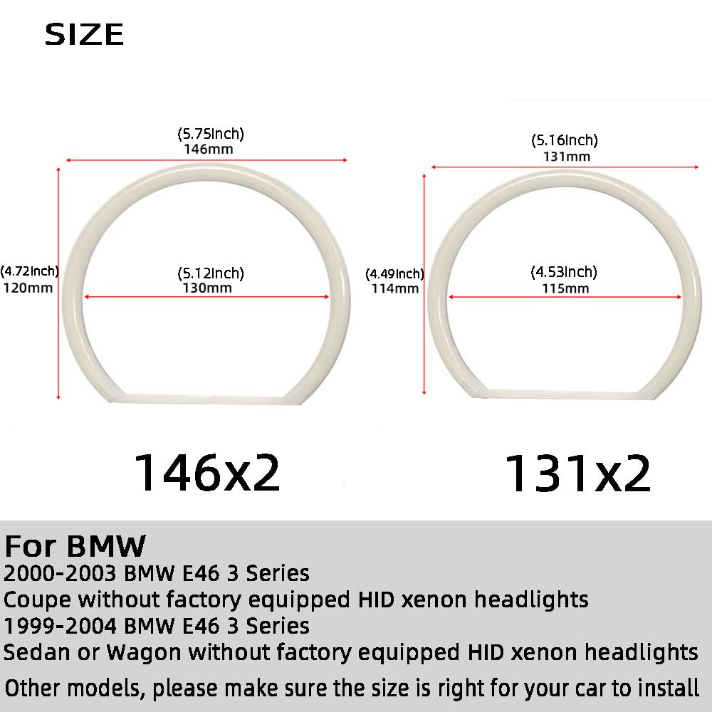 BMW E46 3 Series LED Angel Eyes Halo Ring Kit - White & Amber for Daytime Running Lights | Non-Xenon Headlights Upgrade