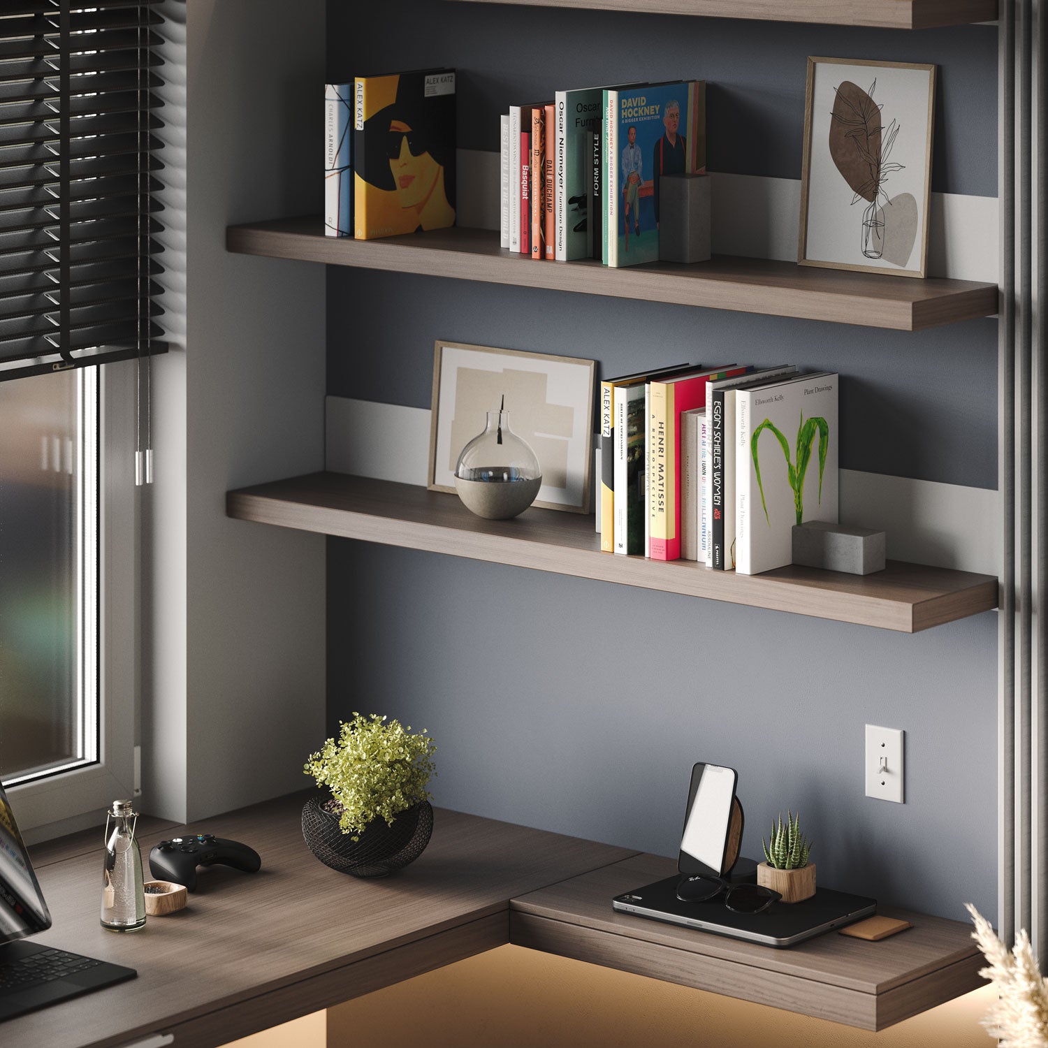 Skaksel Arsenic Floating Shelf - Rustic Wood Wall Shelf for Living Room, Bedroom, Bathroom | Easy Installation & Space Saving Home Decor