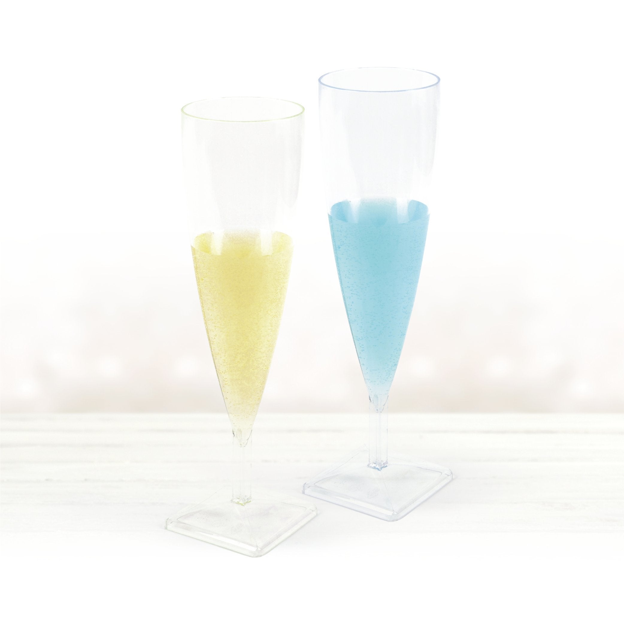 5 oz. Clear Plastic Champagne Flutes - Set of 6 Shatterproof Disposable Cups for Weddings, Parties, and Events - Elegant Drinkware for Toasts and Celebrations