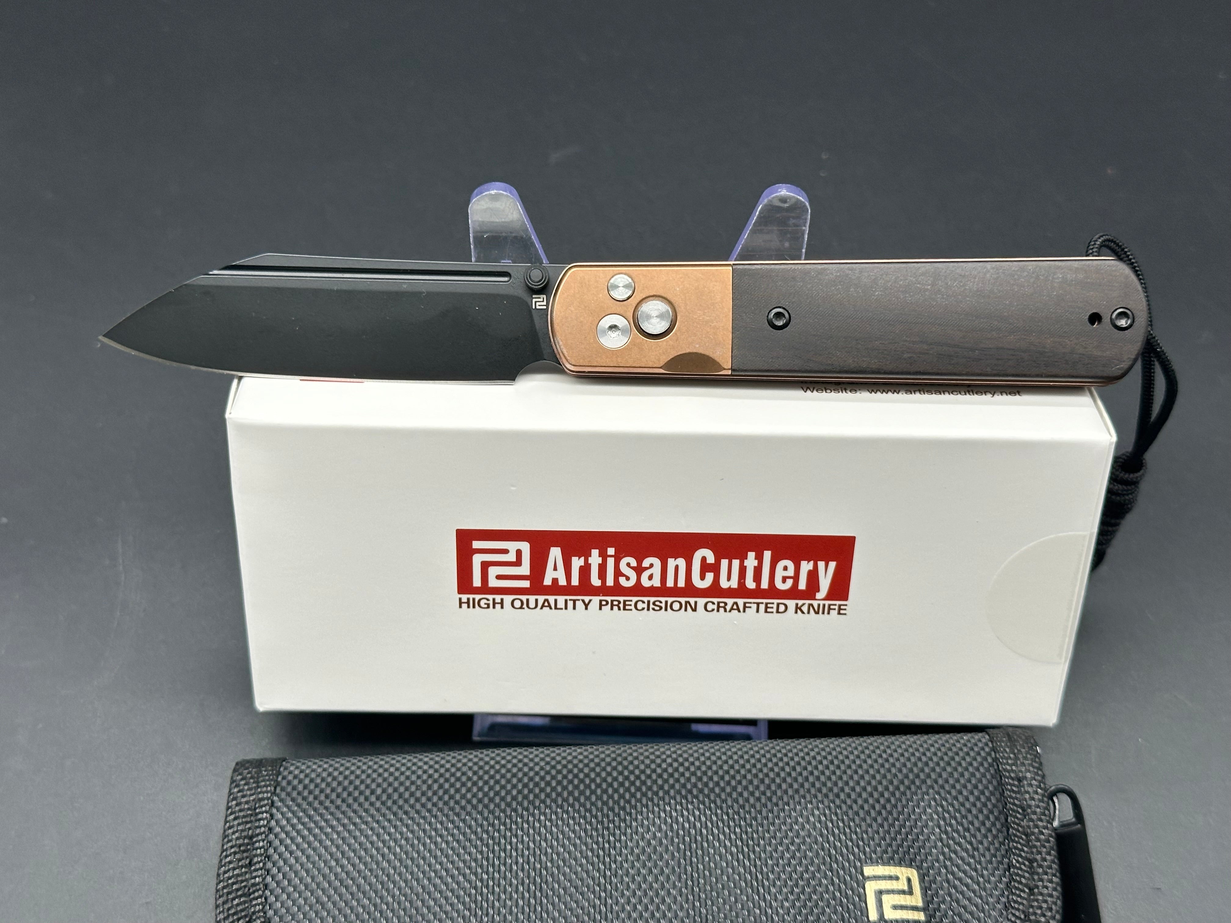 ARTISAN CUTLERY HOLM 1875P Pocket Knife - Premium AR RPM9 Steel Blade with Ebony Wood Handle - Perfect for Camping, Hiking & Everyday Carry (EDC)